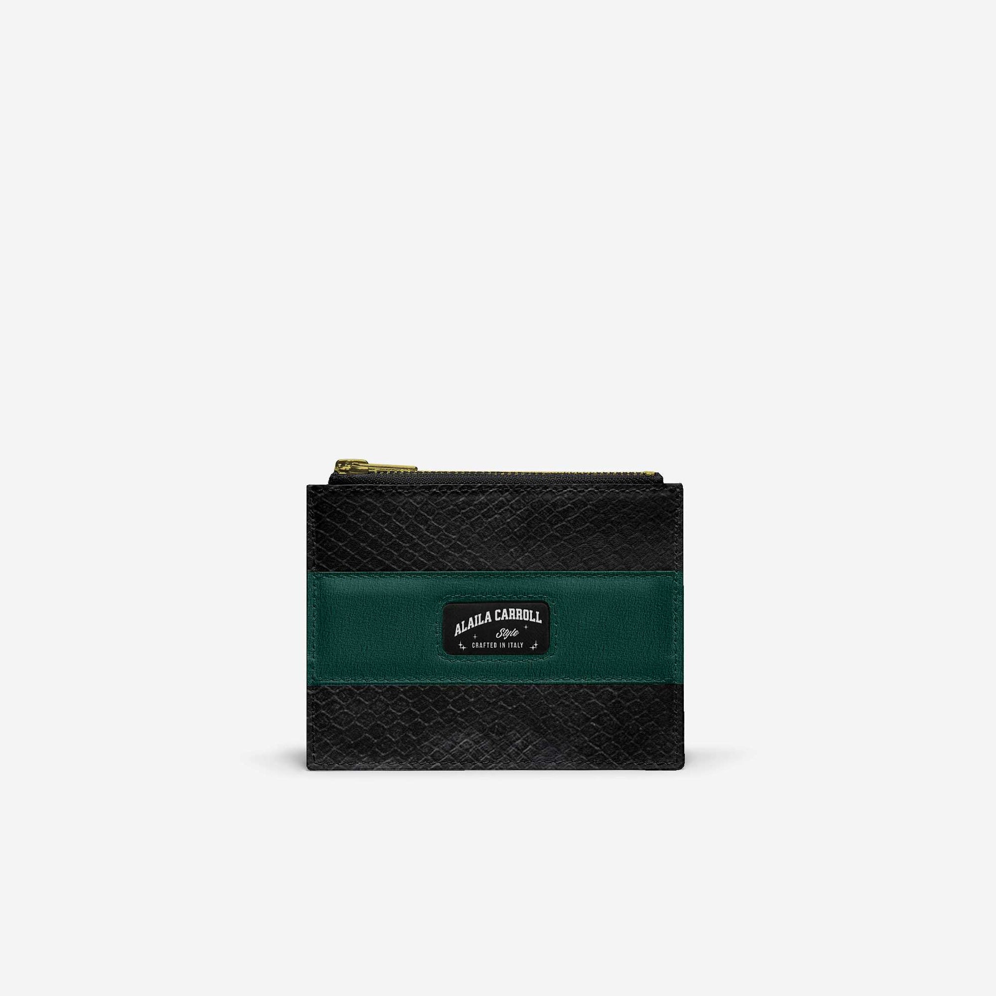 Stripe Zip Designer Luxe Purse – Serpentine Suede & Black Python
