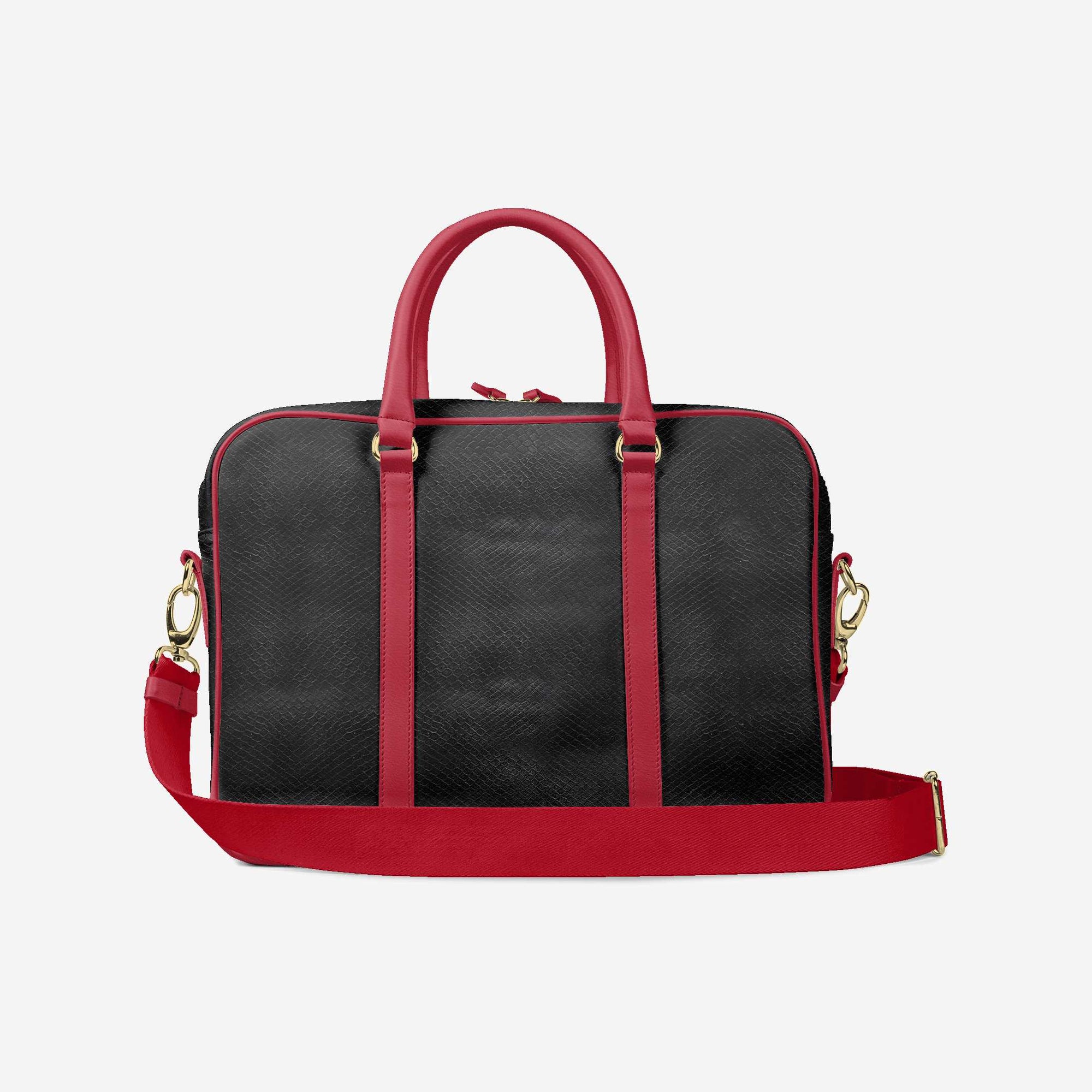 DESIGNER LUXURY URBAN WORK BAG Red Plaid & Black