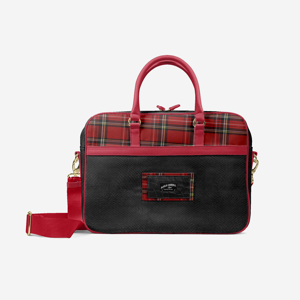 DESIGNER LUXURY URBAN WORK BAG Red Plaid & Black