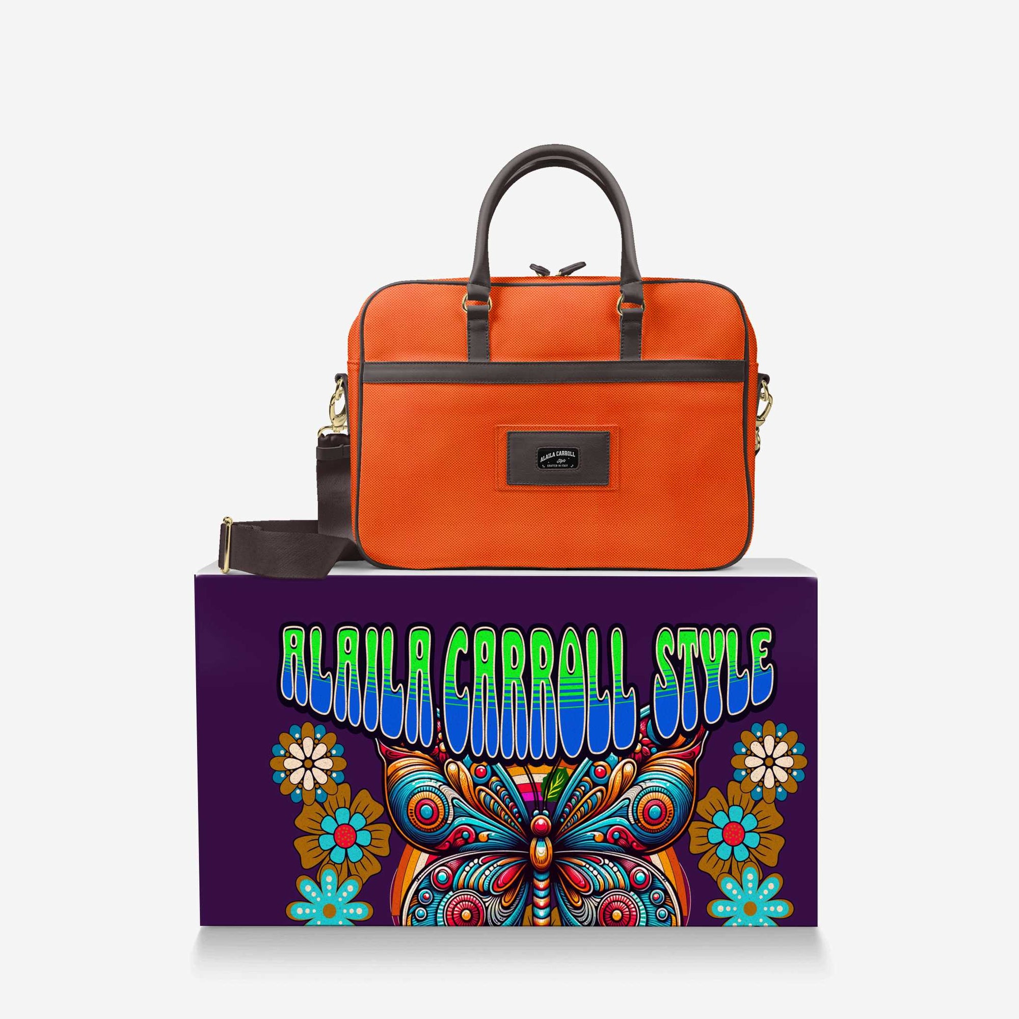 DESIGNER LUXURY URBAN WORK BAG Orange & Brown