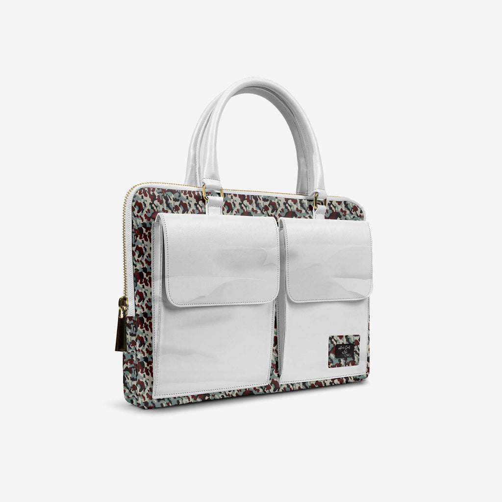 DESIGNER LUXURY DOUBLE POCKET BAG White & Print