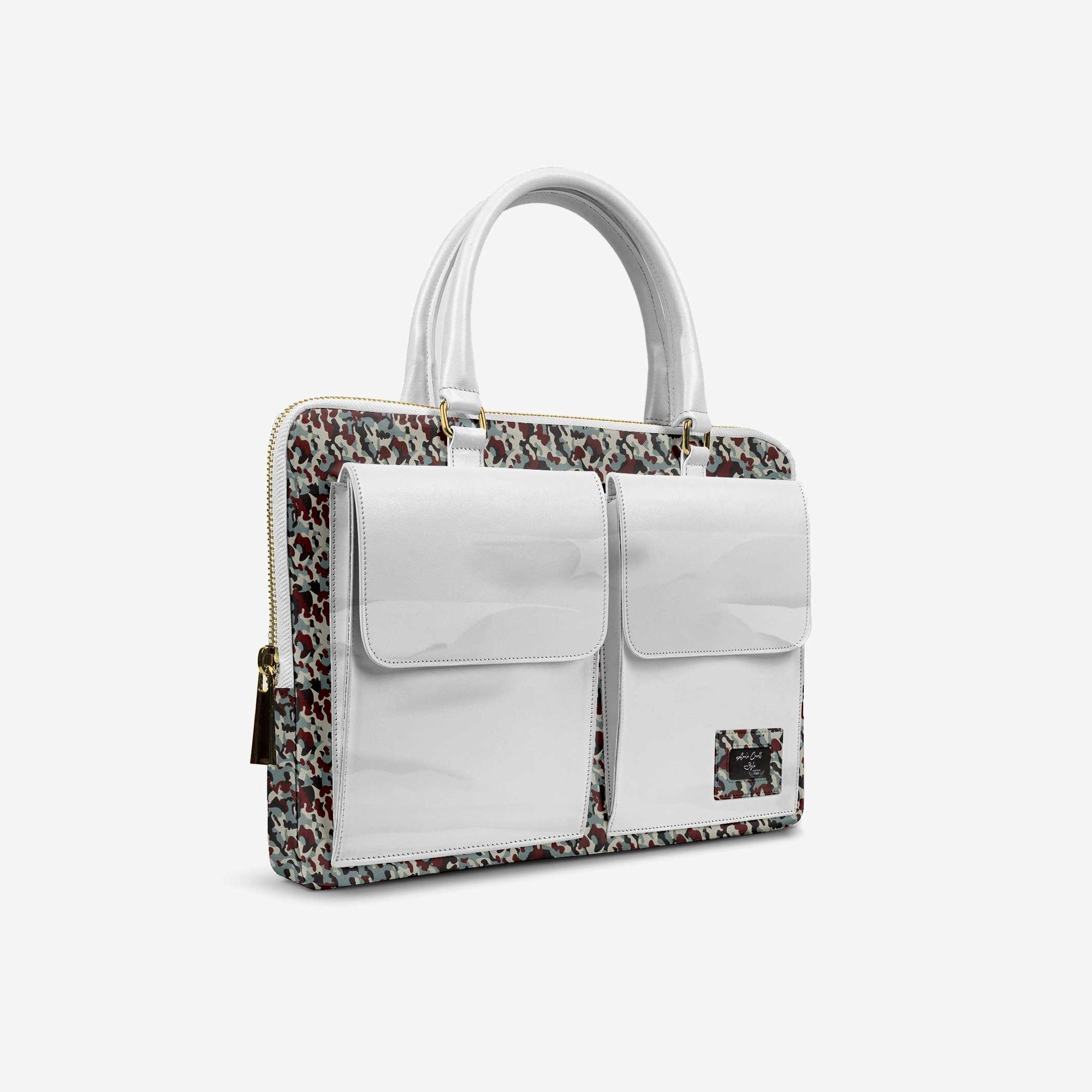 DESIGNER LUXURY DOUBLE POCKET BAG White & Print