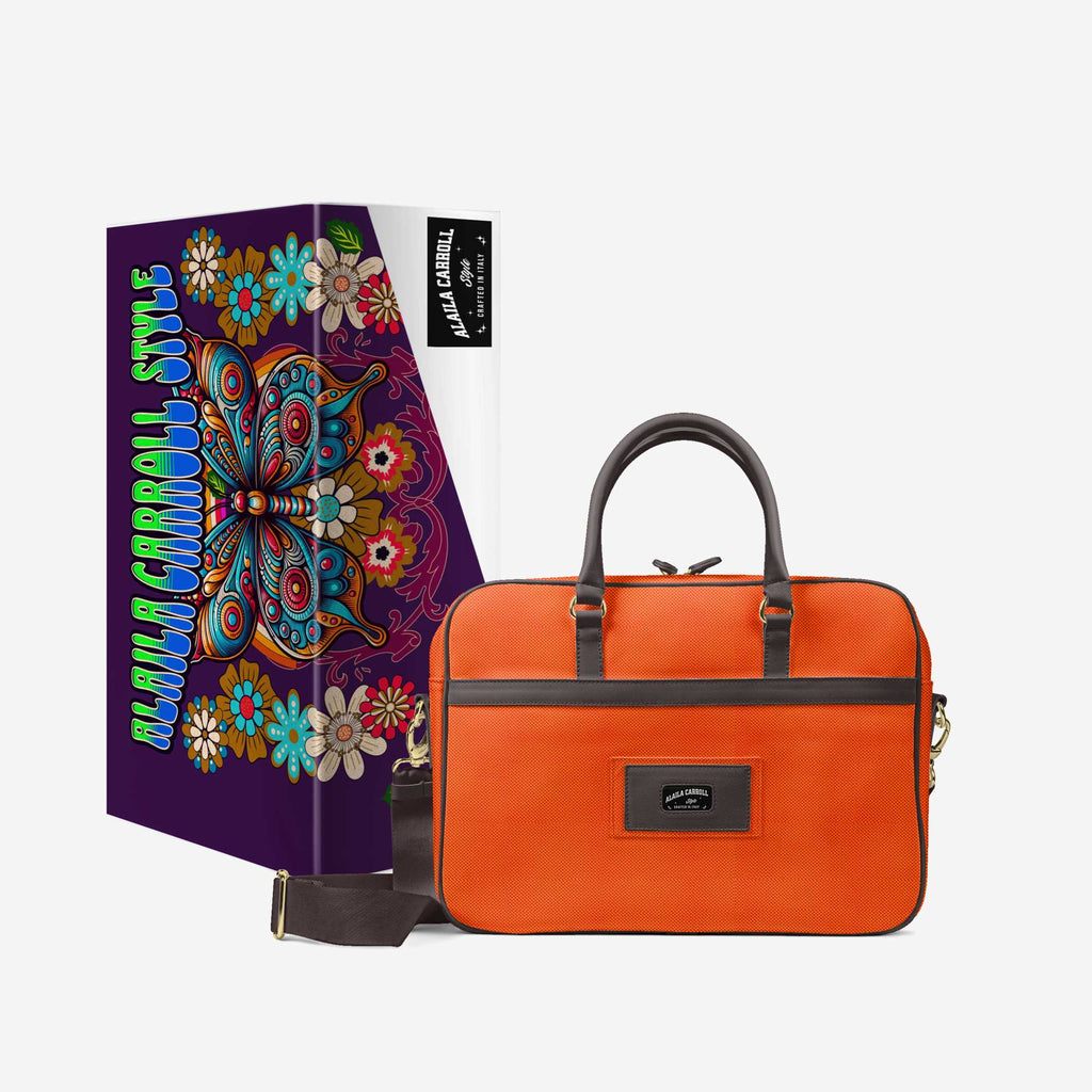DESIGNER LUXURY URBAN WORK BAG Orange & Brown