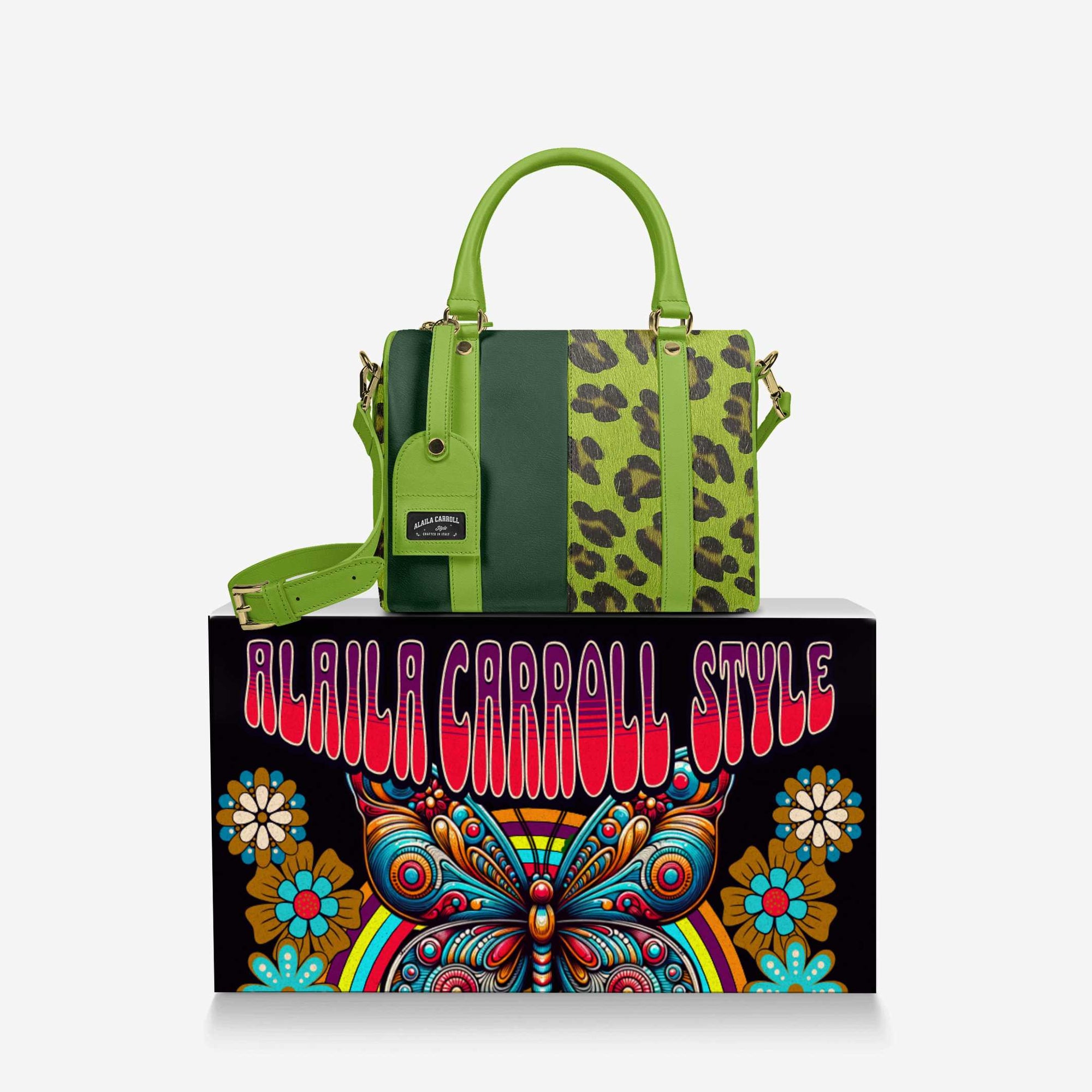Designer Luxury Stylish Green & Jaguar Print Pendant Bag – Alaila Carroll Style