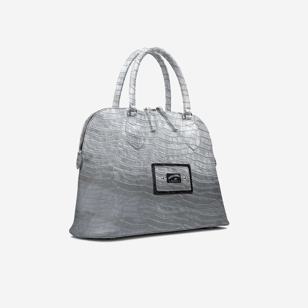 Designer Luxury Fashion-Chic Bag Silver Croc – Modern Elegance with Timeless Sophistication