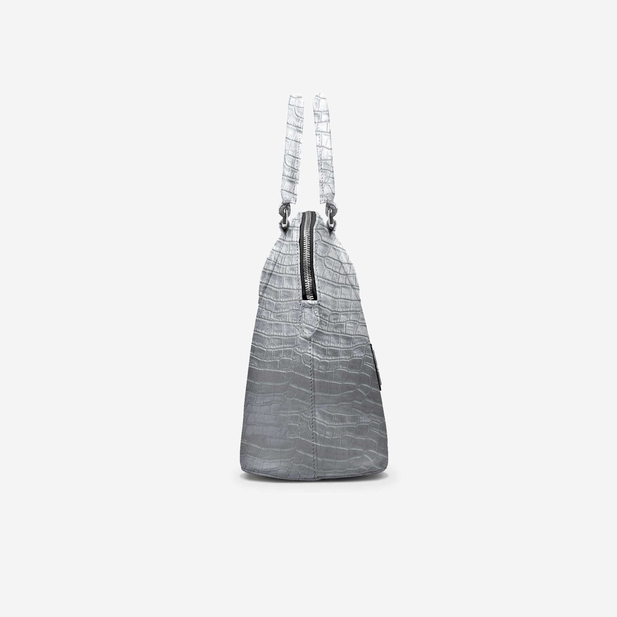 Designer Luxury Fashion-Chic Bag Silver Croc – Modern Elegance with Timeless Sophistication