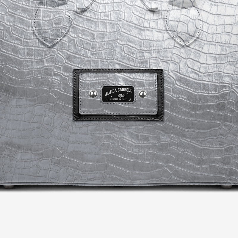 Designer Luxury Fashion-Chic Bag Silver Croc – Modern Elegance with Timeless Sophistication