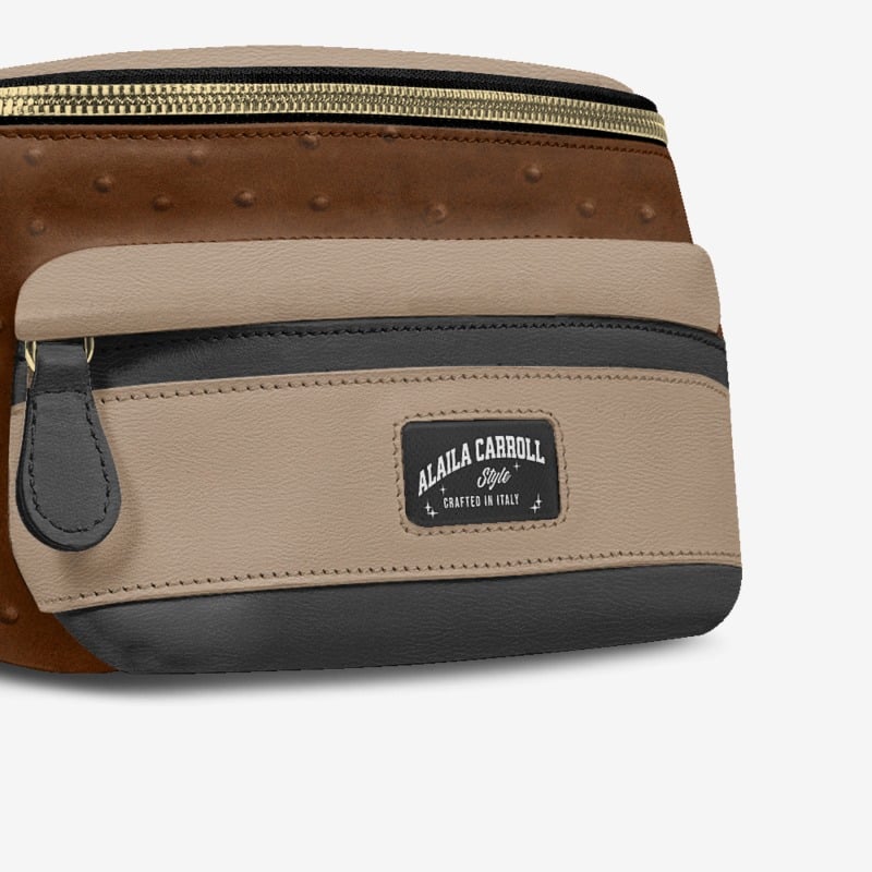 Brown & Tan DESIGNER LUXE MULTI-POCKET BELT BAG