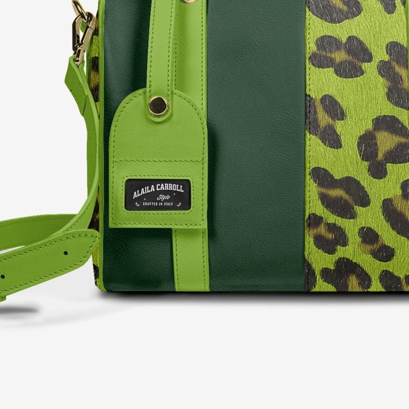 Designer Luxury Stylish Green & Jaguar Print Pendant Bag – Alaila Carroll Style