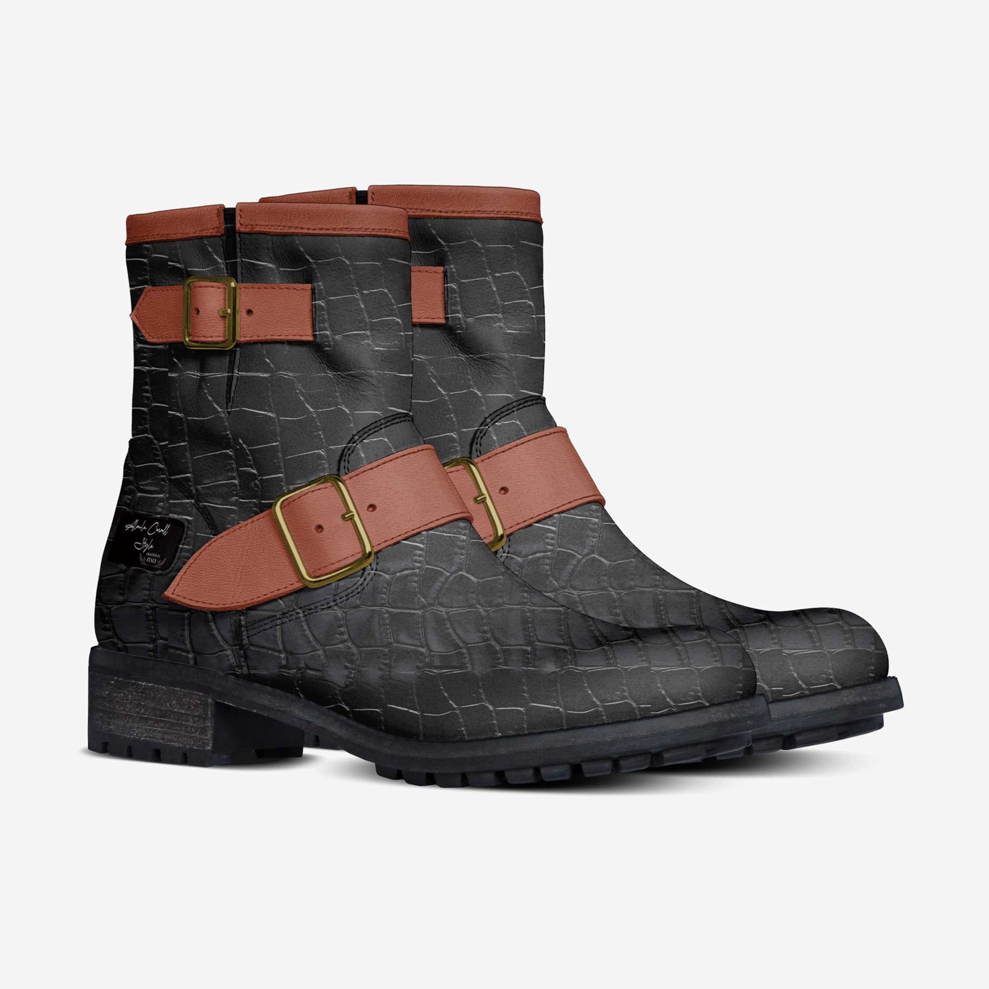 Police Belted Boot Black & Rust