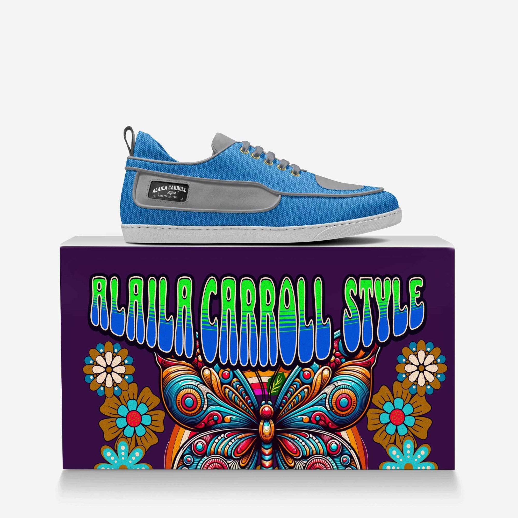 LUXURY FASHION BLUE & GREY SNEAKER LOW TOP