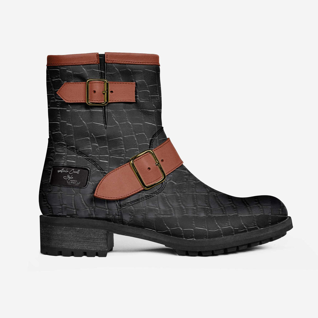 Police Belted Boot Black & Rust