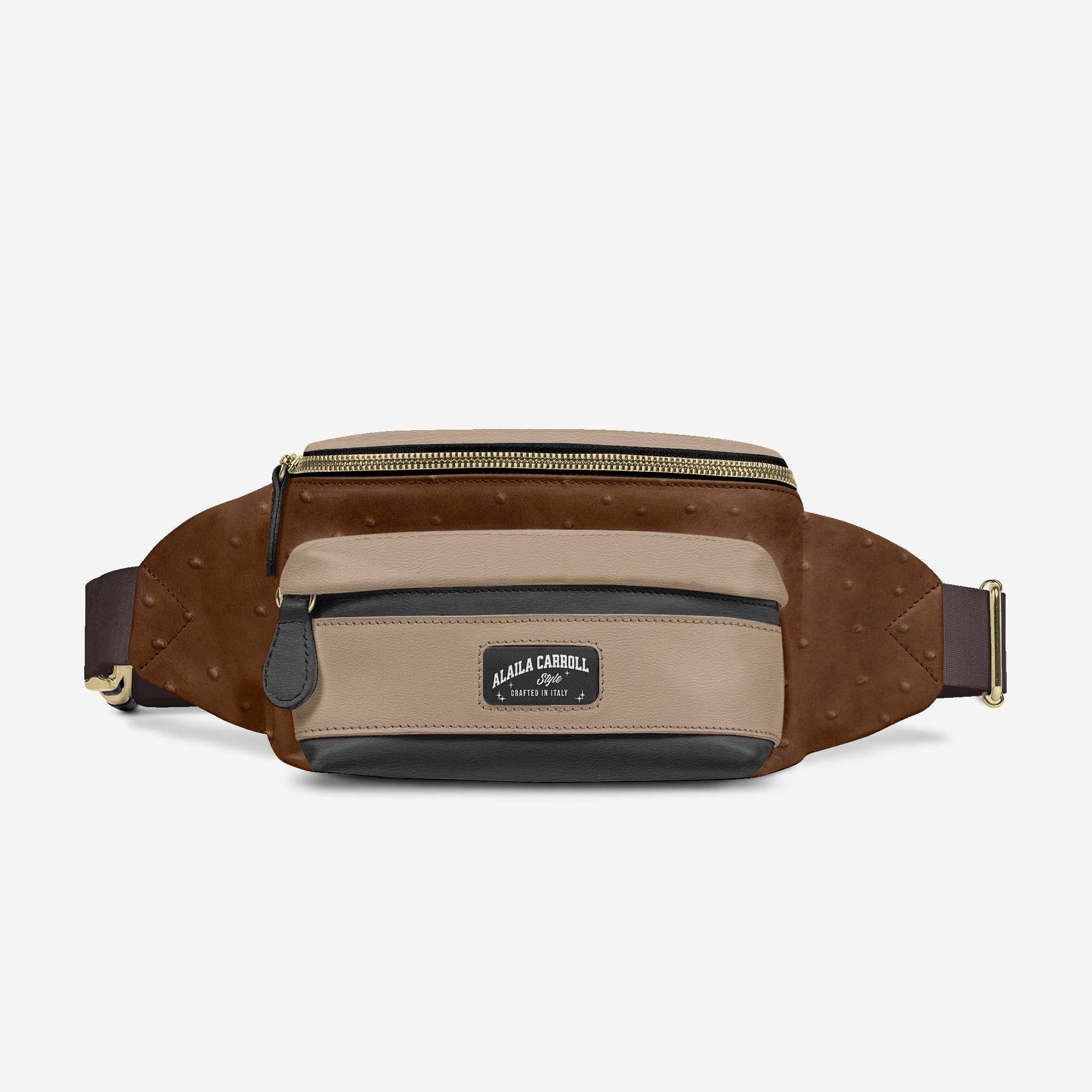Brown & Tan DESIGNER LUXE MULTI-POCKET BELT BAG