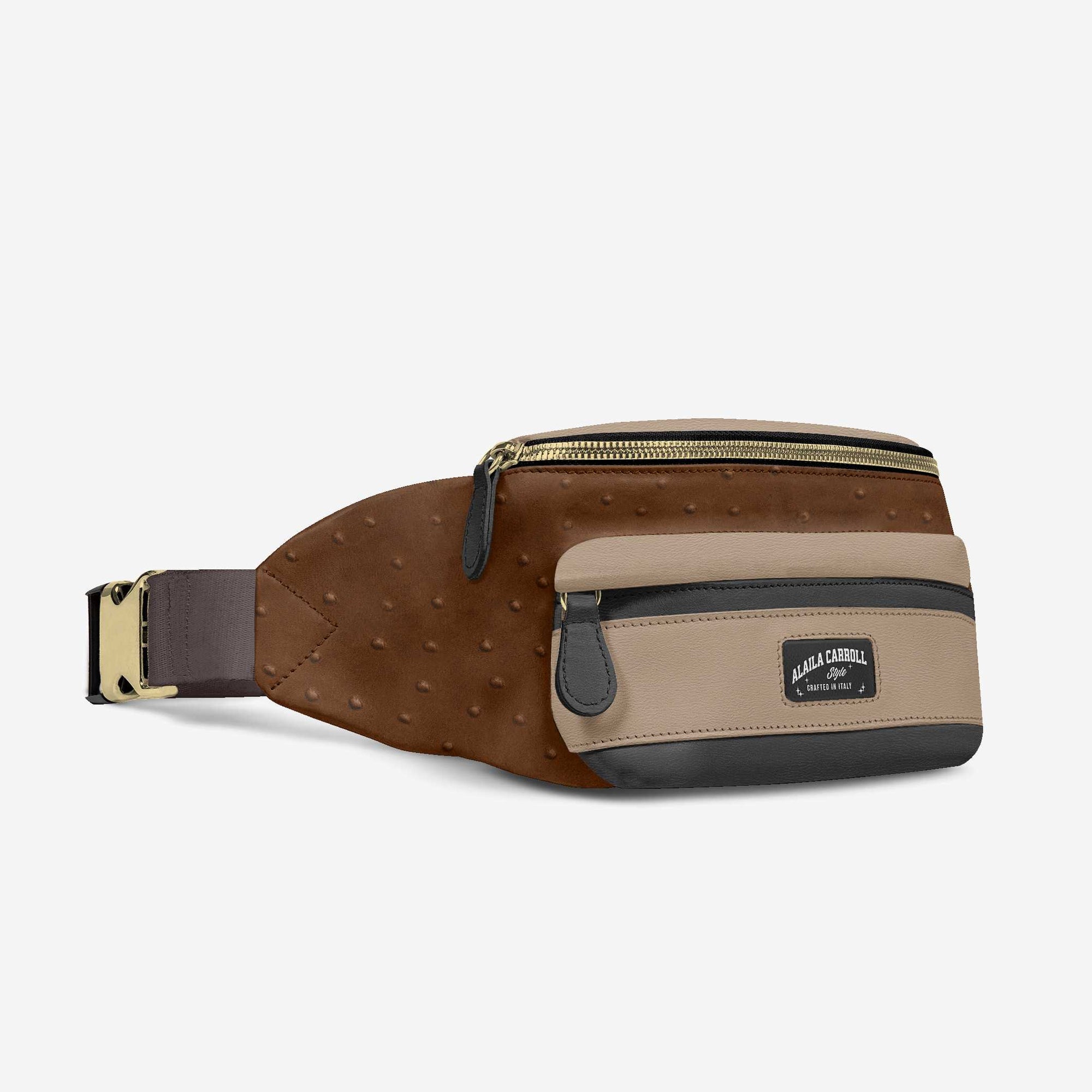 Brown & Tan DESIGNER LUXE MULTI-POCKET BELT BAG