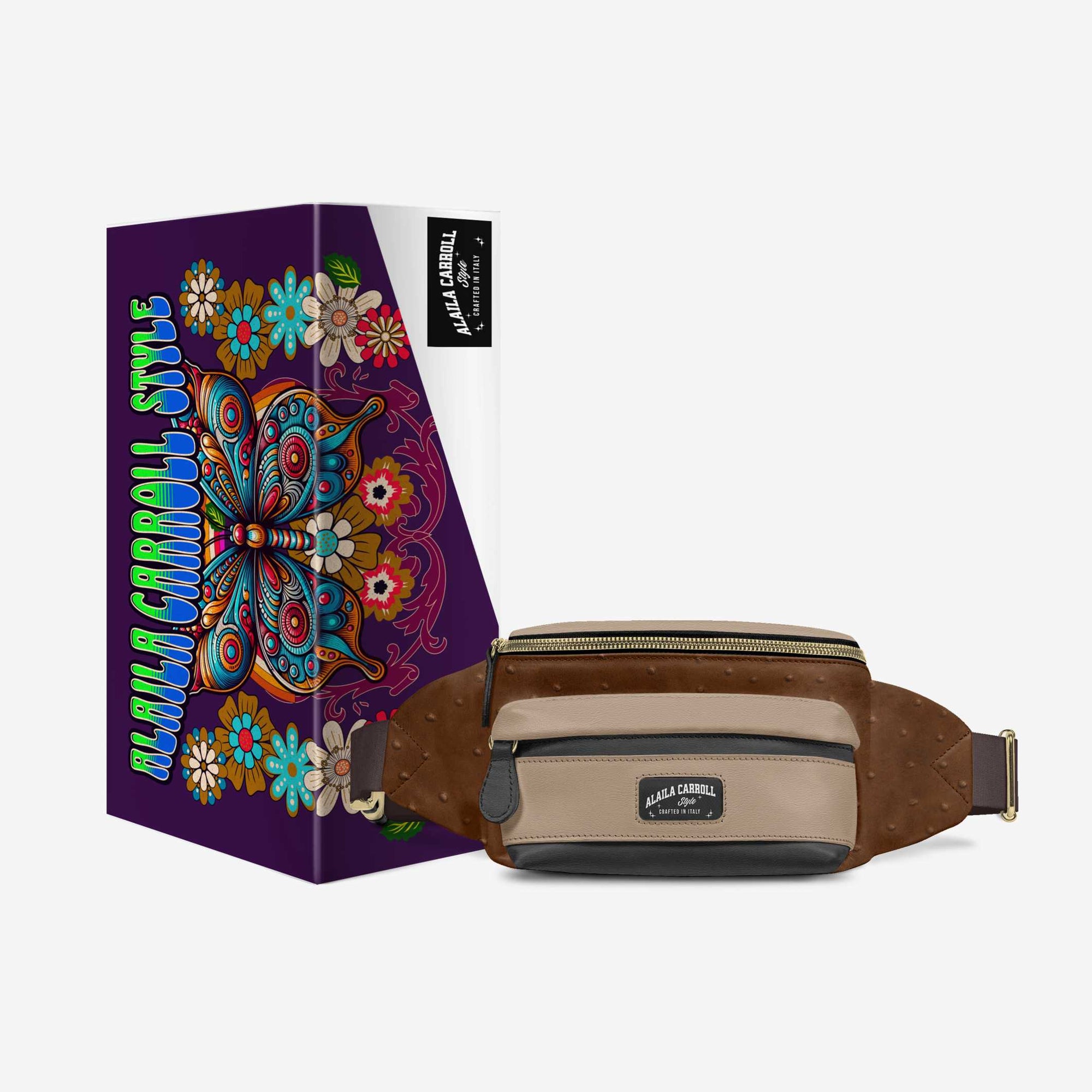 Brown & Tan DESIGNER LUXE MULTI-POCKET BELT BAG