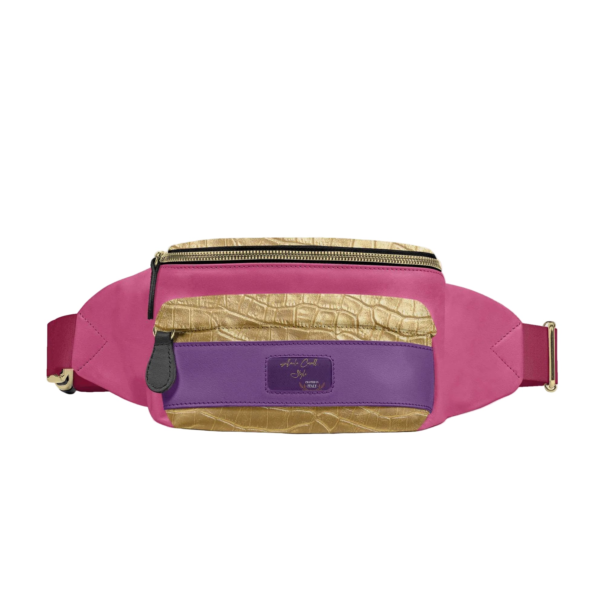 Shop the Alaila Carroll Style Pink, Purple & Gold Designer Belt Bag. Handcrafted in Italy with eco-friendly leather, adjustable strap, and multi-pocket interior. Limited edition.
designer belt bag
luxury fanny pack
Italian designer waist bag
limited edition belt bag
pink purple gold bag
hands-free luxury bag
eco leather belt bag
fashion waist pack
crossbody belt bag
statement designer bag
luxury streetwear bag
premium belt bag
Alaila Carroll Style bag