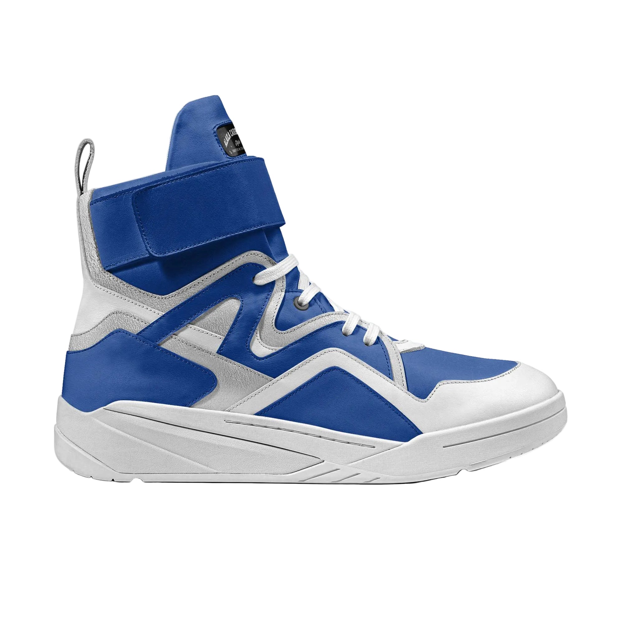 Blue silver white futuristic high-top sneakers

Designer basketball high-top shoes with strap

Luxury Italian high-top sneakers