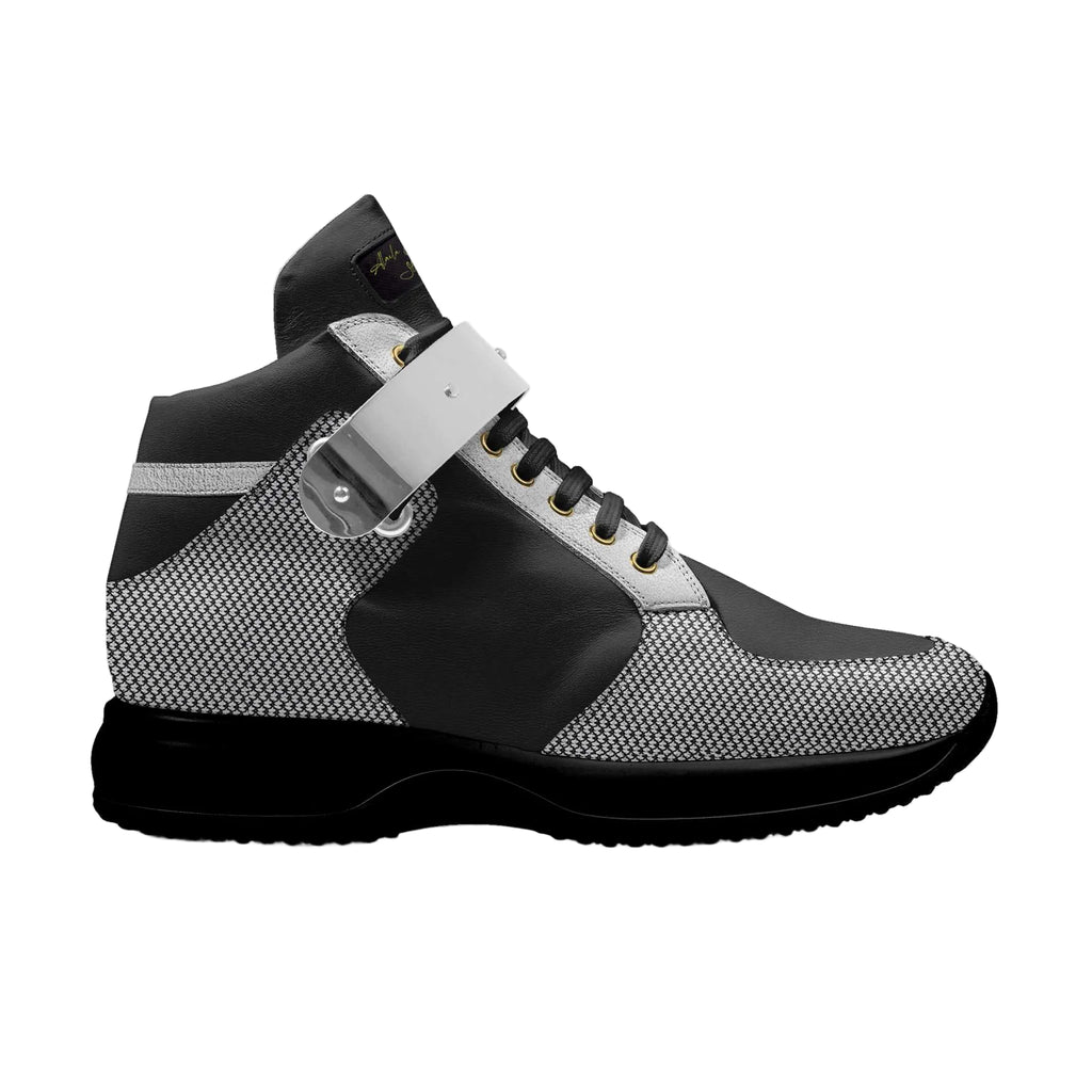 Shop the Classic Metal Belt Series Black & Grey sneaker, crafted from soft Italian materials with a metallic strap, padded ankle collar, and thick rubber sole for comfort and style.
classic metal belt sneaker
black and grey designer sneakers
italian luxury sneakers
metal strap sneakers
alaila carroll style shoes
sporty designer shoes
fashion street sneakers
comfortable rubber sole sneakers
premium italian footwear
lace-up luxury sneakers
