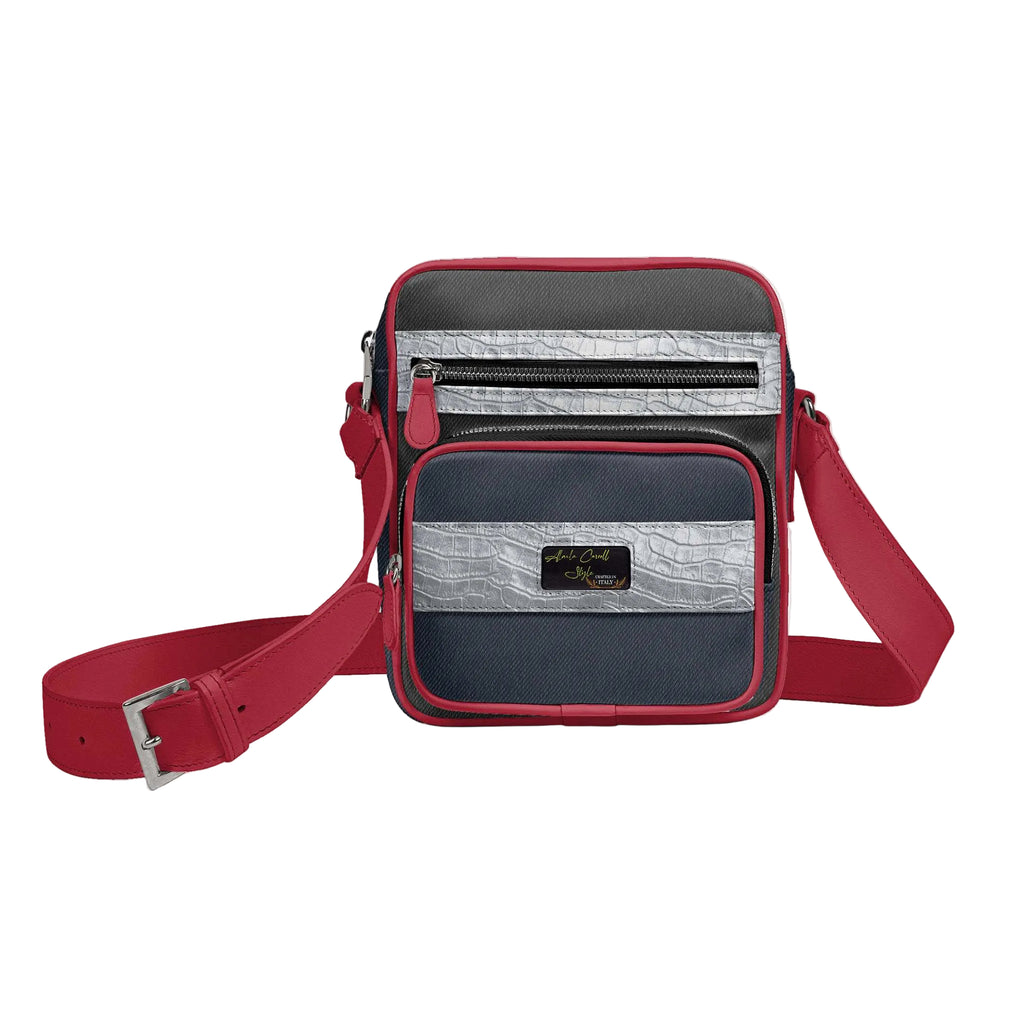 Shop the Cross-Body Red, Black & Silver Designer Shoulder Bag. Luxury materials, metal zipper pockets, Italian shoulder strap, and embossed logo for everyday style and function.

designer crossbody bag
luxury shoulder bag
red black silver handbag
Italian strap shoulder bag
fashion crossbody purse
men’s designer bag
women’s designer bag
urban luxury bag