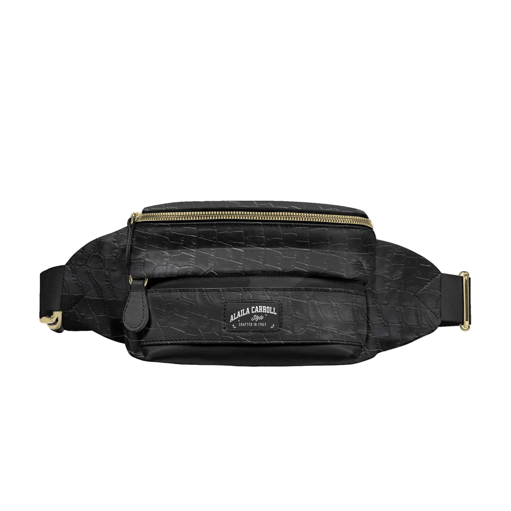 Luxury black designer belt bag with adjustable strap, secure zipper closure, and internal pockets for stylish hands-free storage.

designer belt bag black, luxury waist bag, multi-pocket belt bag, fashion fanny pack, black crossbody belt bag, travel belt bag, upscale streetwear bag