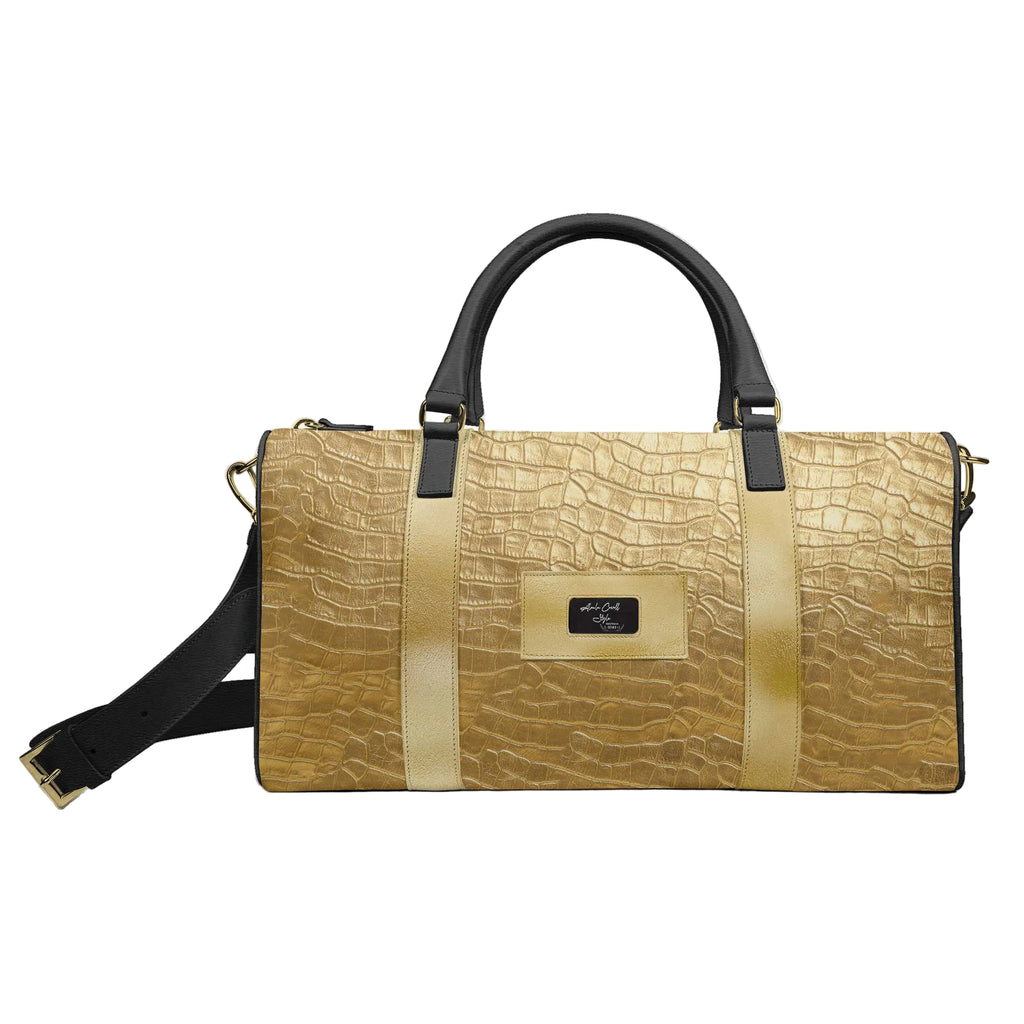 Shop the Designer Luxe Travel Bag in Gold. Spacious luxury travel bag with zip closure, adjustable shoulder strap, and organized interior pockets. Perfect for short trips and stylish travel.

luxury travel bag gold
designer weekend bag
premium travel duffle bag
fashion travel bag
luxury carry-on bag
stylish overnight bag
gold designer travel bag