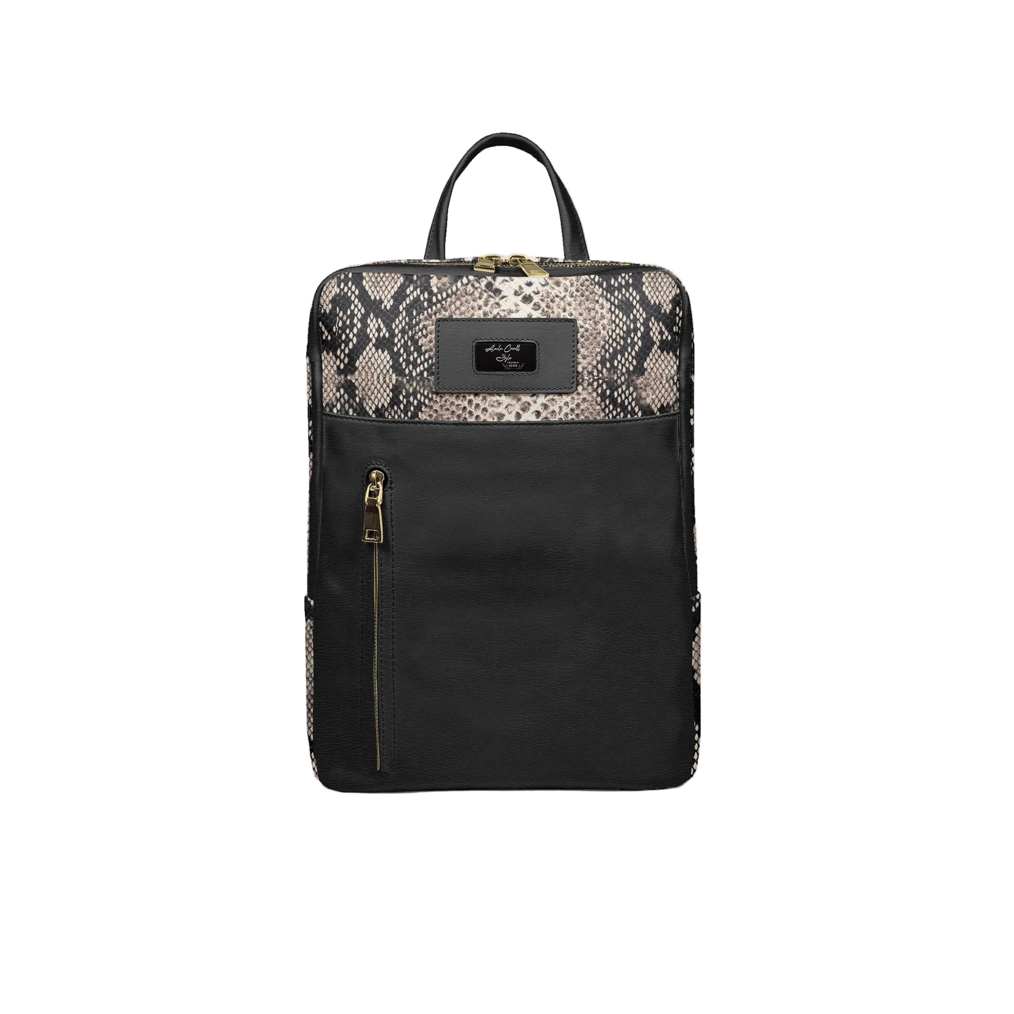 Shop the Designer Luxe Urban Zip Backpack Black & Python. Urban-chic luxury backpack with modern vertical zipper, fits a 16” laptop, and premium Italian-style craftsmanship.
designer backpack
luxury laptop backpack
urban chic backpack
black python backpack
modern zip backpack
high-end travel backpack
fashion backpack
luxury streetwear bag
city style backpack
premium designer backpack