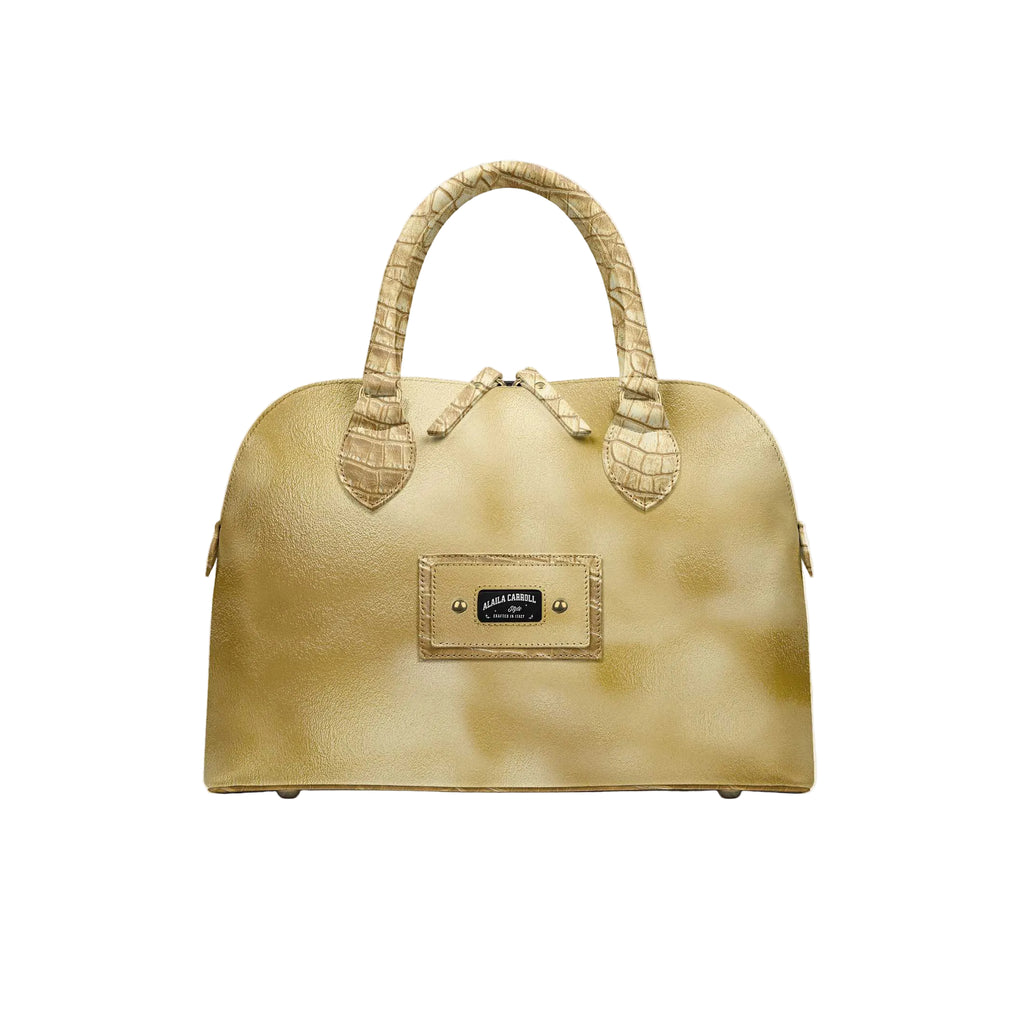 Elevate your style with the Designer Luxury Fashion-Chic Bag Gold & Gold Croc by Alaila Carroll Style. Handcrafted from premium materials with a spacious interior, elegant gold finish, and timeless sophistication for day or night.