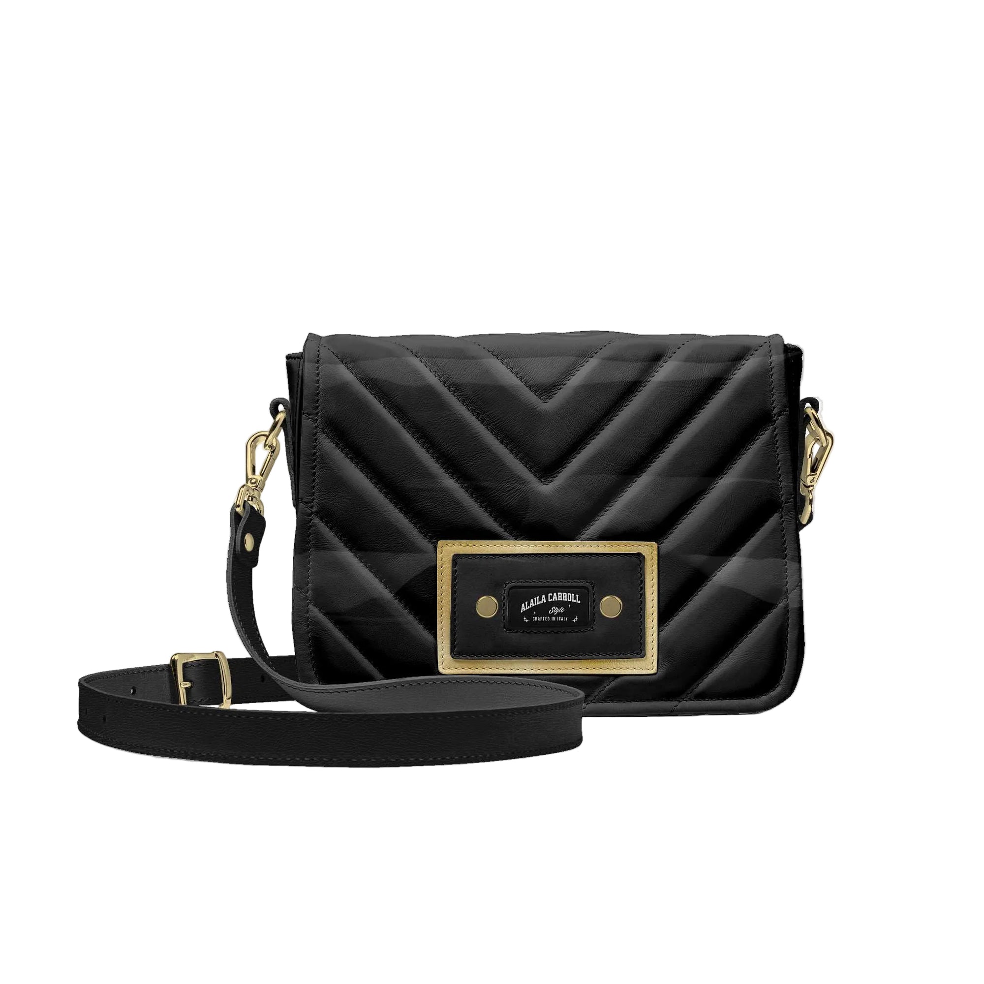 Shop the Designer Luxury Fashion-Urban Bag in Black & Gold. Features an embossed logo, adjustable strap, metallic accents, and luxury urban style. Designer Luxury Fashion-Urban Bag in Black and Gold featuring an embossed logo, stitched front flap, adjustable shoulder strap, metallic hardware, and premium luxury interior.