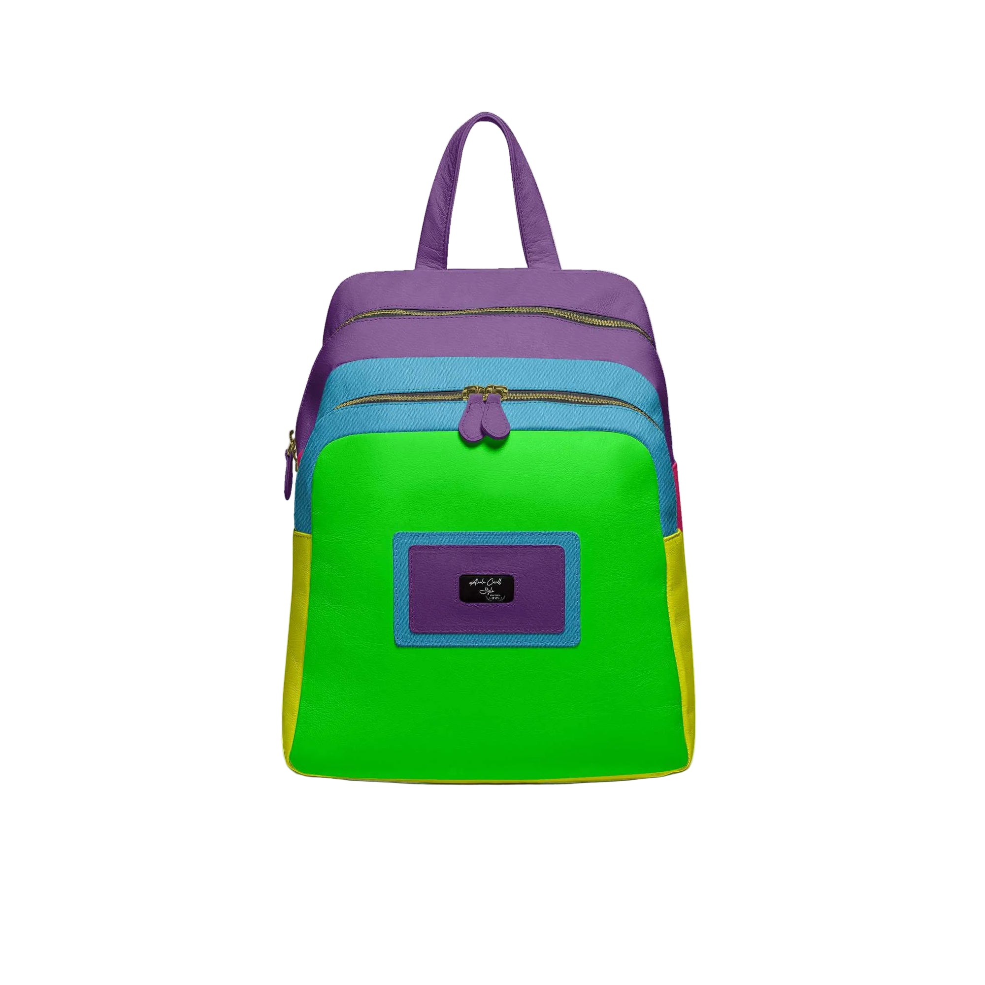 Luxury rainbow backpack with double metal zips, squared design, fits 16” laptop, premium interior compartments for work, travel, and leisure.

luxury backpack, rainbow designer backpack, large laptop backpack, double zip backpack, modern fashion backpack, travel backpack, work backpack, luxury school bag, 16 inch laptop backpack