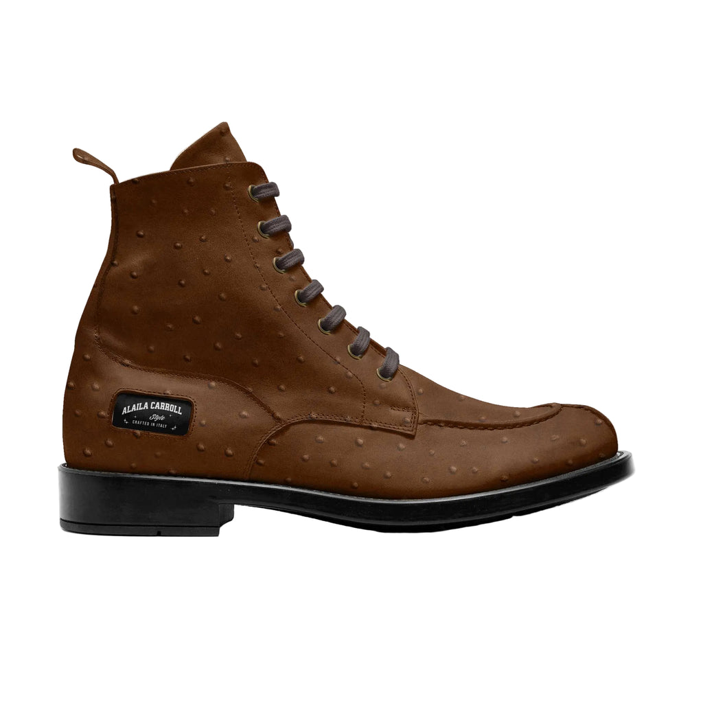 Discover the Elegant Biker Boot in Ostrich Brown. Featuring embossed panels, a lace-up design, padded heel support, and a durable rubber sole for modern luxury style.

Ostrich Brown elegant biker ankle boot

Luxury men’s biker boot brown

Embossed panel biker boot men

Elegant biker boot, men’s biker boots, luxury ankle boots, brown biker boot, designer men’s boots, lace-up biker boot, urban fashion boots
