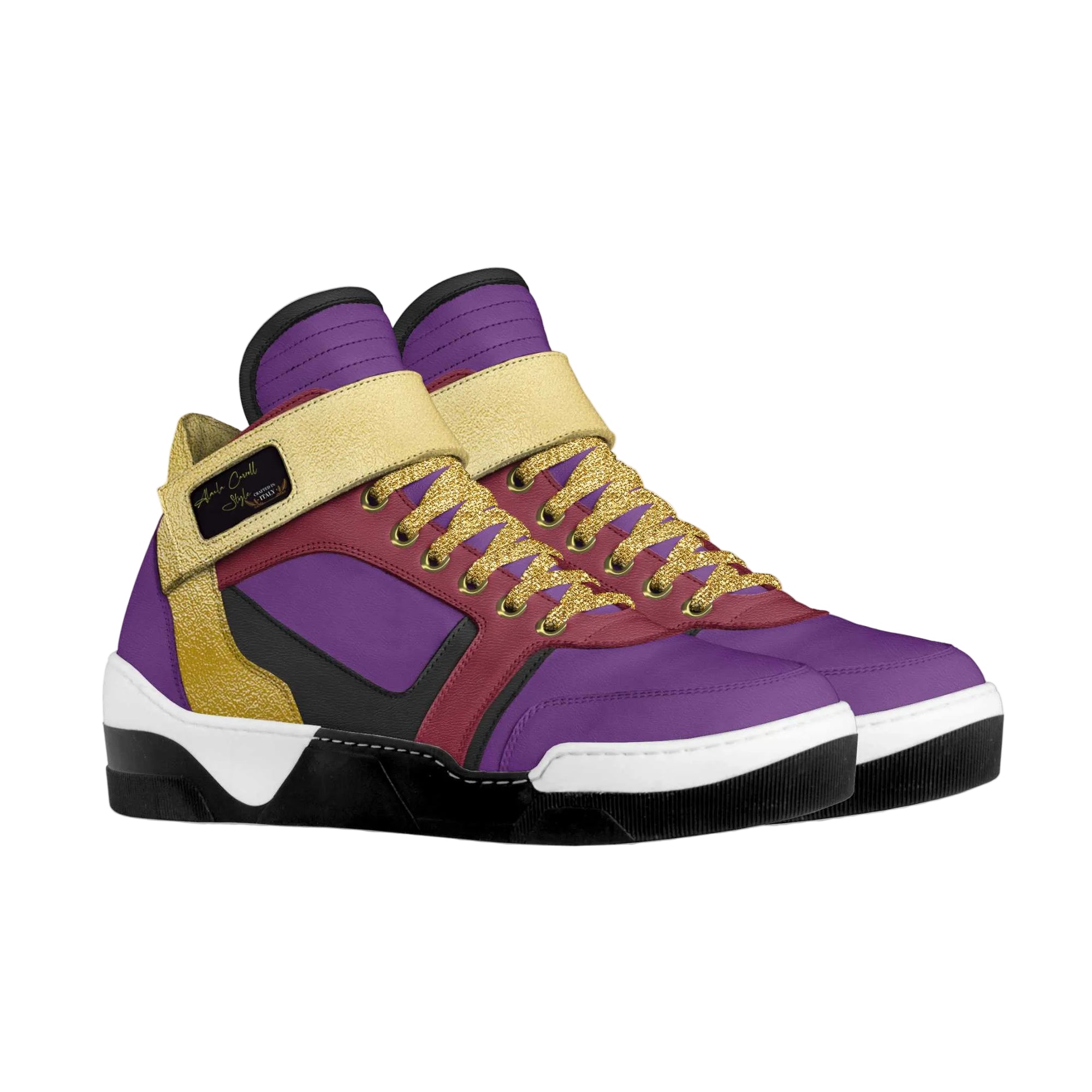 Shop the Fashion Strap High Top sneaker in purple, gold, maroon, white, and black. Futuristic high-top design with customizable panels and ankle strap for bold street style.
futuristic high top sneakers
designer high top sneakers
fashion strap sneakers
multi color high top shoes
street style sneakers
bold fashion sneakers
custom panel sneakers
urban designer footwear
trendy high top shoes
luxury fashion sneakers