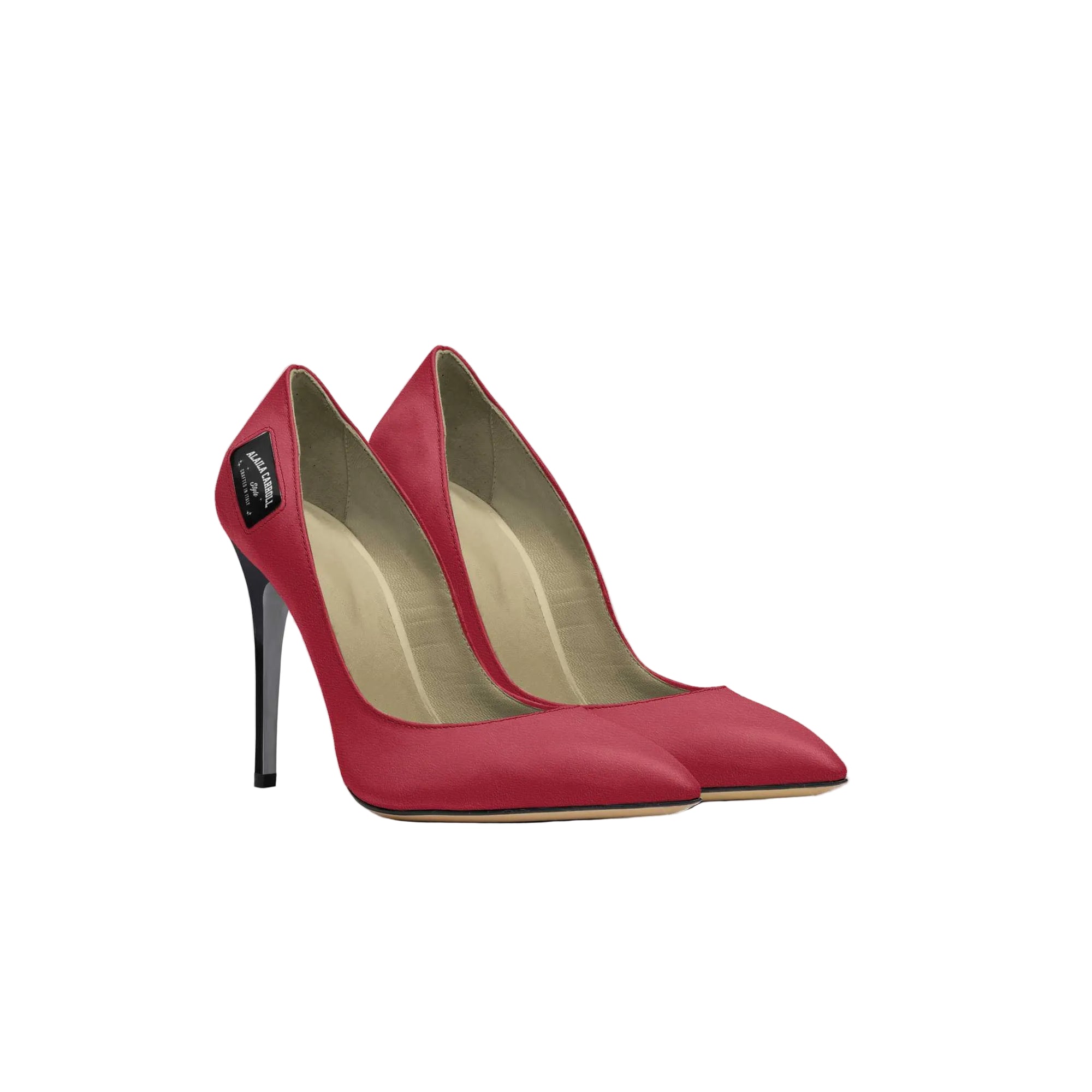 Shop the Full Cut High Heel in Red with Black Heels. Italian-inspired luxury pumps featuring a pointed toe, sleek silhouette, and designer elegance. Full Cut High Heel in Red with Black Heels featuring a pointed toe silhouette, premium materials, signature logo detail, and elegant luxury styling for women.
