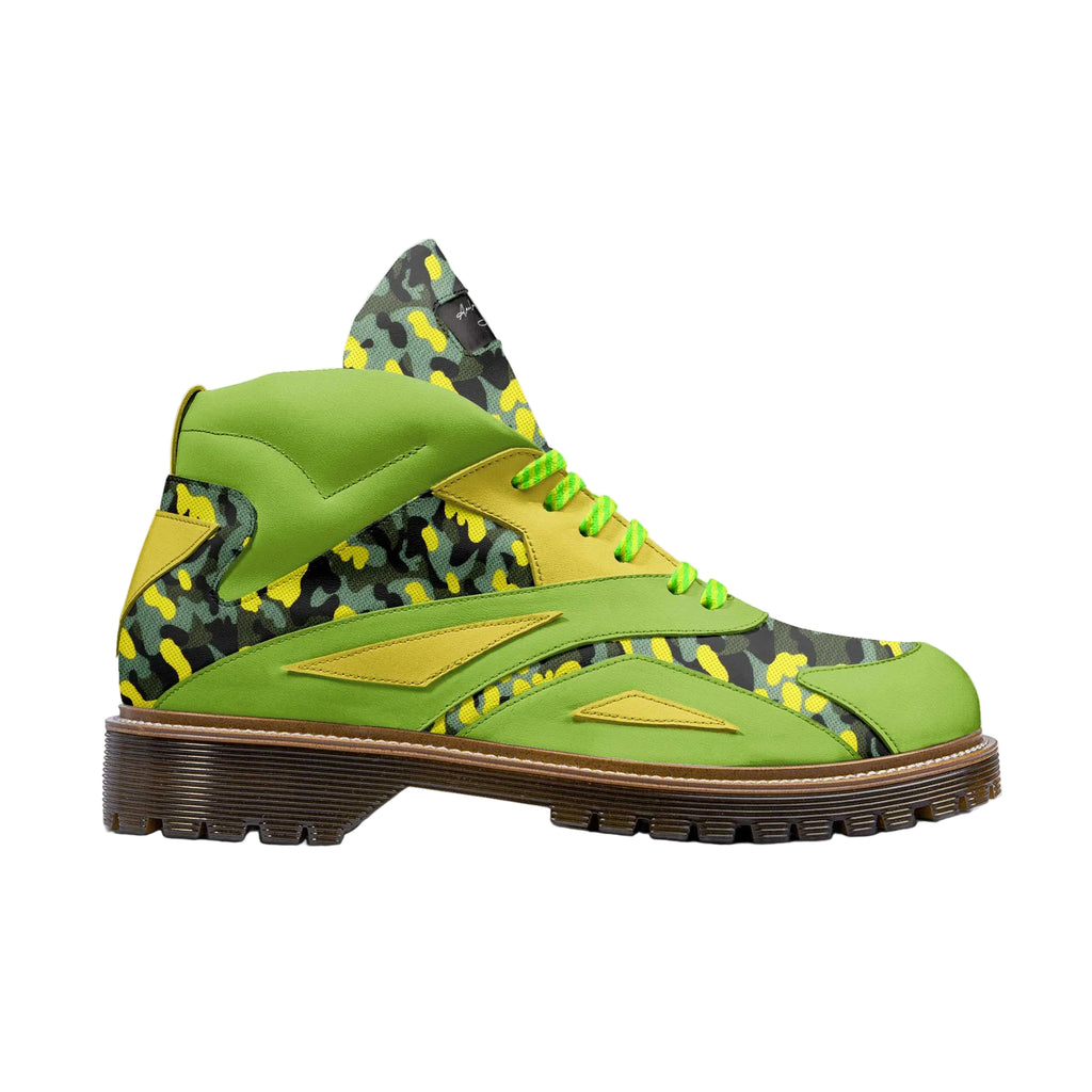 Shop the Future Style Boot Green & Yellow by Alaila Carroll Style. Italian-crafted futuristic lace-up sneaker with unique panel design, dark brown sole, and limited edition certificate.
futuristic sneaker boot
luxury Italian sneakers
handcrafted designer sneakers
limited edition high-top shoes
Alaila Carroll Style sneakers
green yellow designer sneakers
premium Italian footwear
unique geometric panel sneakers
exclusive fashion sneakers
high-end urban sneakers