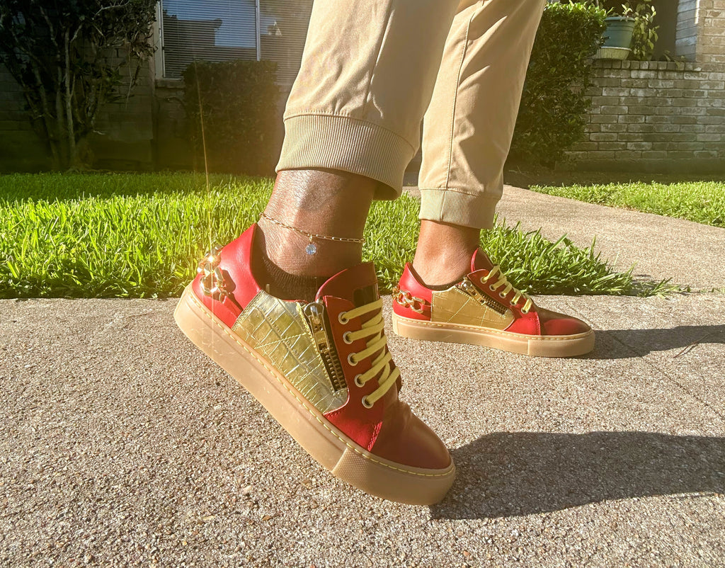 Alaila Carroll METAL URBAN LOW TOP RED & GOLD