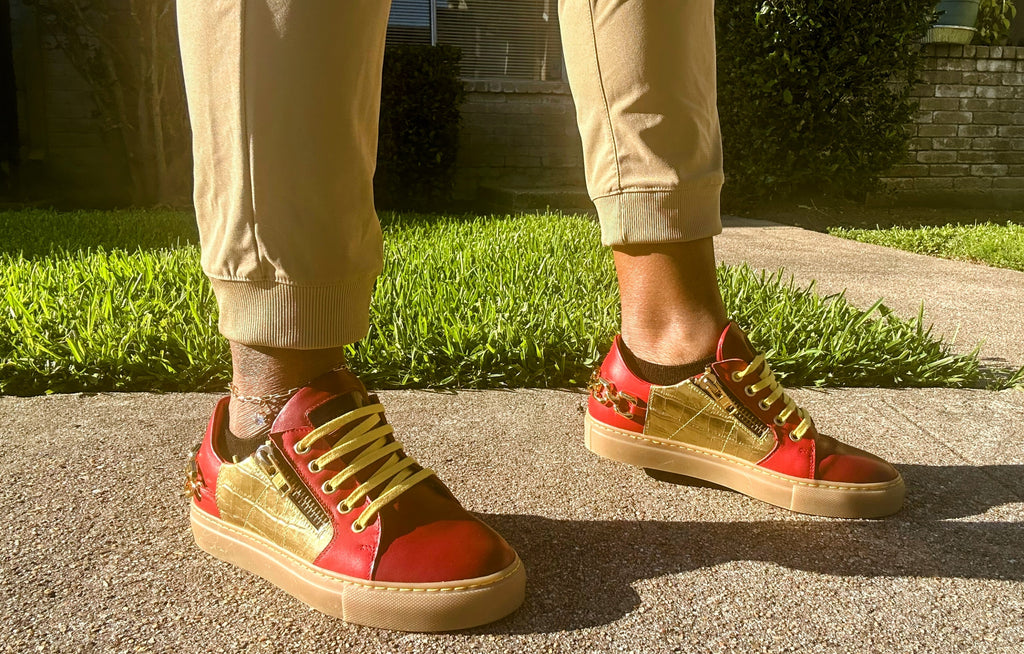 Alaila Carroll METAL URBAN LOW TOP RED & GOLD
