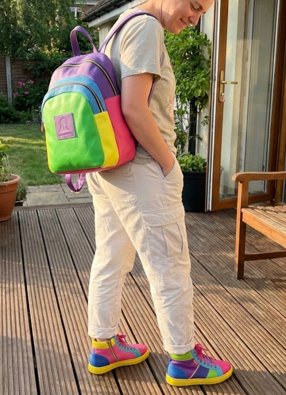 Double Zip Luxe Large Backpack – Rainbow
