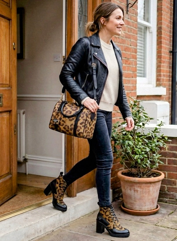 Designer Luxury Stylish Pendant Bag – Jaguar & Black | Elegant Statement Handbag