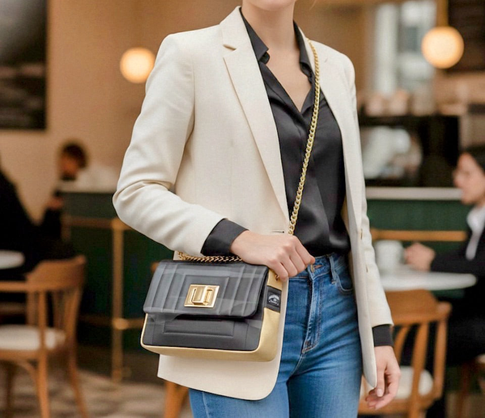 DESIGNER LUXE ELEGANT DRESS BAG Black & Gold