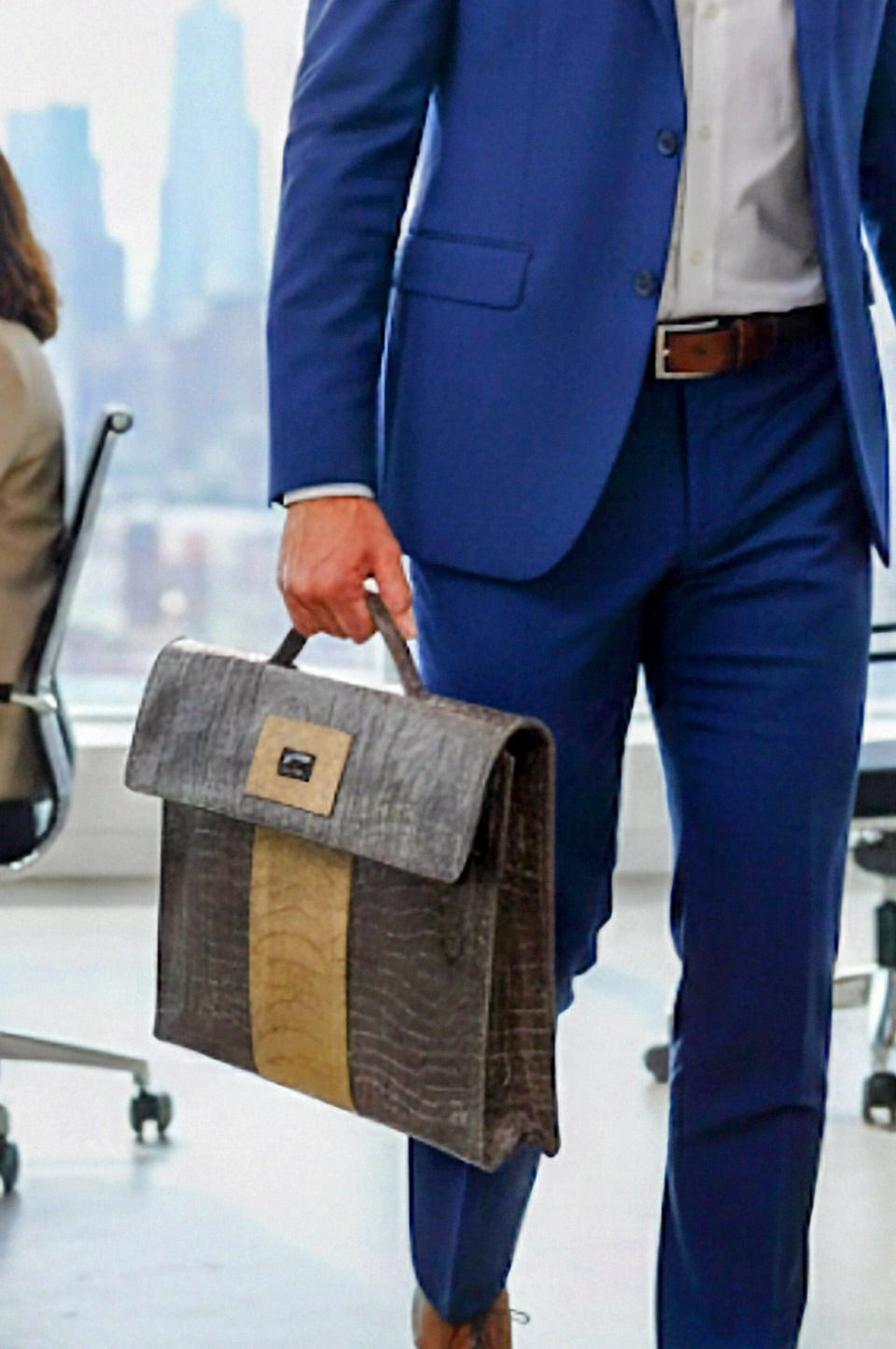 Designer Luxury Classic Work Bag – Brown & Beige Croc