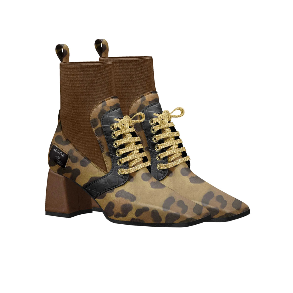 Step into bold style with the Luxe Heel Sock Boot in leopard & black. Featuring Italian material panels, elastic sock upper, and block heel for modern comfort and fashion.
sock heel boots, leopard print boots, women’s designer boots, block heel ankle boots, luxury sock boots, Italian fashion boots, modern women’s footwear, statement boots, fashionable heeled boots, premium women’s shoes