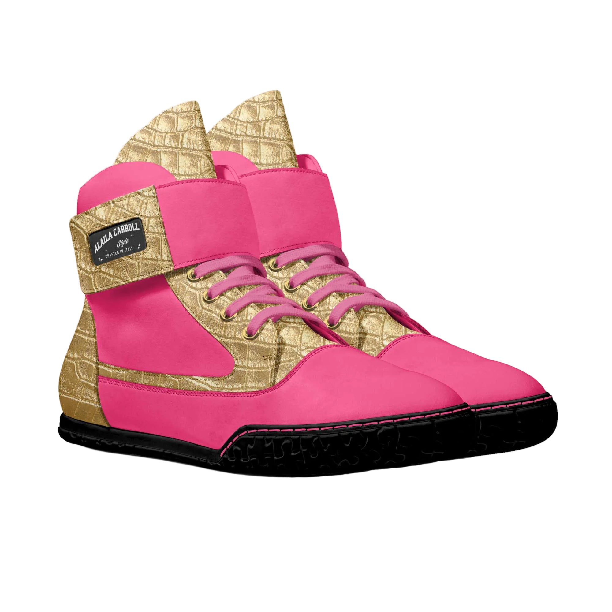 Shop the Modern Strap High Top Pink & Gold sneakers by Alaila Carroll Style. Italian-inspired high-top sneakers with tongue strap, premium materials, and luxury design for men & women.

Pink and gold luxury high-top sneakers

Designer Modern Strap High Top sneakers

Italian-inspired fashion sneakers for men & women

Luxury high-top sneakers, Italian-inspired sneakers, pink gold designer sneakers, fashion-forward high-tops, urban streetwear sneakers, Alaila Carroll Style