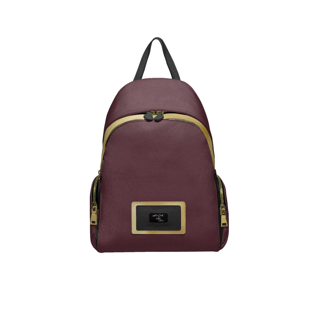 Luxury multi-pocket backpack in wine, gold, and black with laptop space, padded back, and premium lining. Stylish designer backpack for work or travel.

designer backpack, luxury backpack, wine gold black backpack, laptop backpack, multi-pocket backpack, fashion backpack, travel backpack, modern backpack, stylish backpack, premium backpack