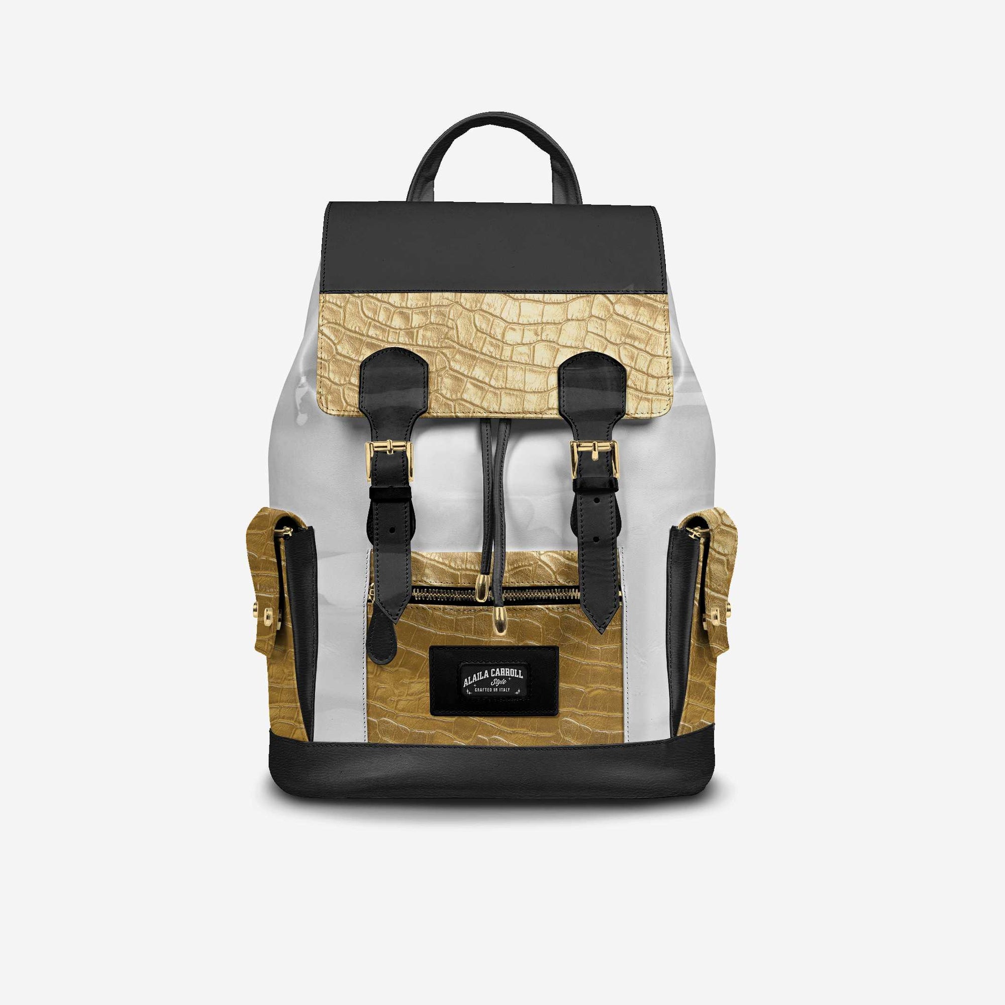 Discover the Retro Luxe Backpack in White, Gold & Black featuring metal closures, premium interior finishes, and a timeless luxury design.

Retro luxury backpack white gold black

Designer backpack with metal closures

High-end urban backpack with logo

Luxury backpack, designer backpack, retro backpack, white gold black backpack, fashion backpack, premium travel backpack, urban luxury bag