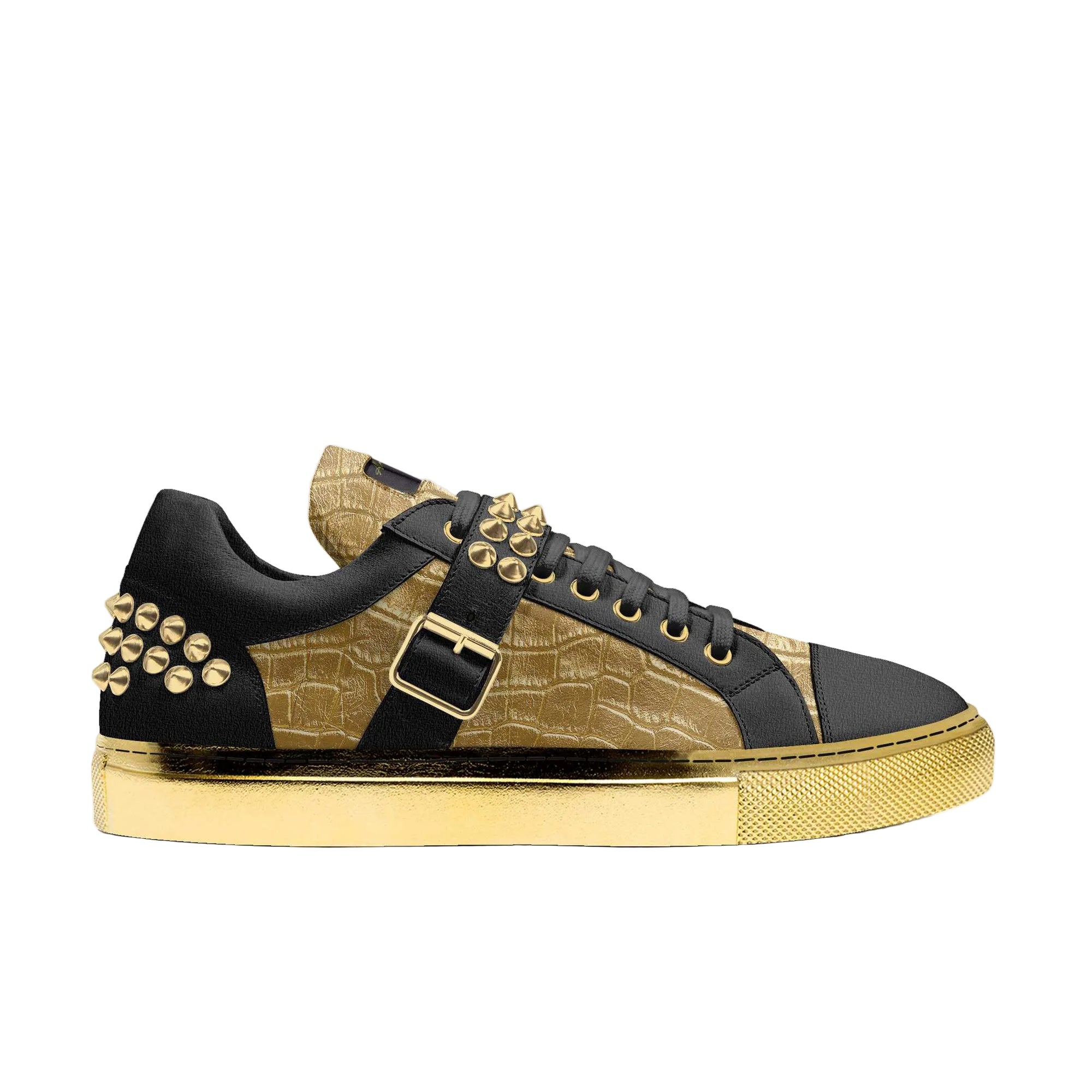 Shop the Spike Fashion Low Top Black & Gold sneaker with metal spikes, buckle strap, and bold rock-inspired design. Premium materials and unisex sizing available.
spike sneakers
rock style shoes
black and gold sneakers
designer low top sneakers
fashion sneakers with spikes
edgy streetwear shoes
luxury casual sneakers
statement sneakers
unisex designer sneakers
fashion sneakers for men
fashion sneakers for women
urban fashion footwear
metal buckle sneakers