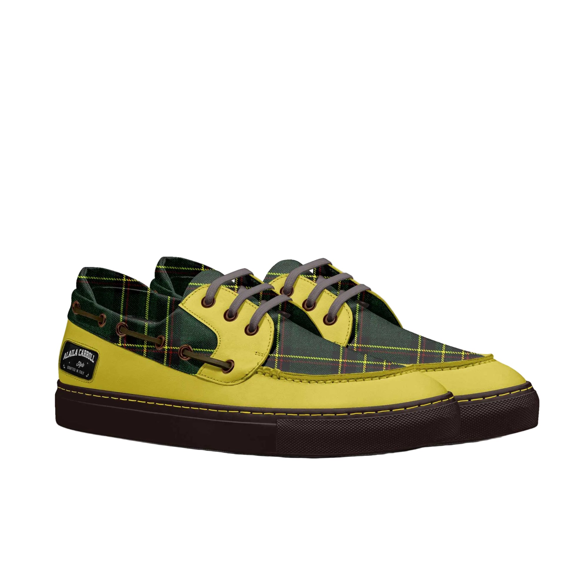 Shop Sporty Loafer Green Plaid, Mustard & Dark Brown. Contemporary moccasin loafer with lightweight rubber sole, lace-up front, and embossed logo. Big sizes available.

Sporty loafer green plaid mustard dark brown

Contemporary moccasin luxury shoes

Designer sporty loafers for men and women

Sporty loafers, luxury moccasin shoes, contemporary loafers, plaid designer shoes, lightweight rubber sole loafers, men’s and women’s luxury footwear, Alaila Carroll Style