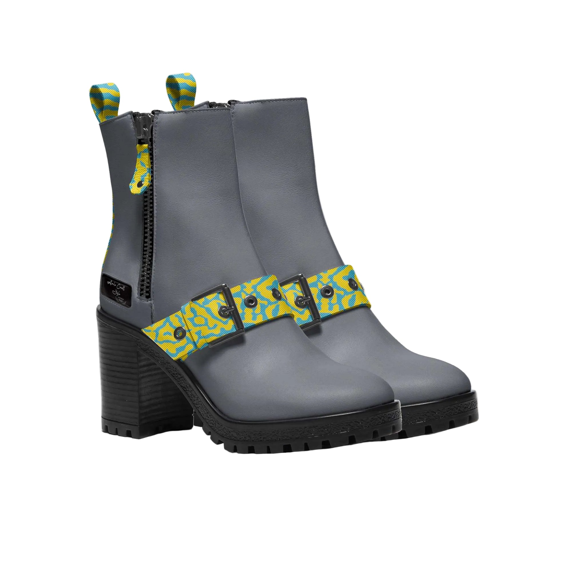 Step up your style with the Zip Sporty Boot in grey, yellow & light blue. A modern, zippered ankle boot inspired by combat design and crafted with mixed premium materials.
zip ankle boots, sporty combat boots, women’s designer boots, multicolor fashion boots, modern combat style boots, stylish ankle boots, premium women’s footwear, casual fashion boots, edgy women’s shoes