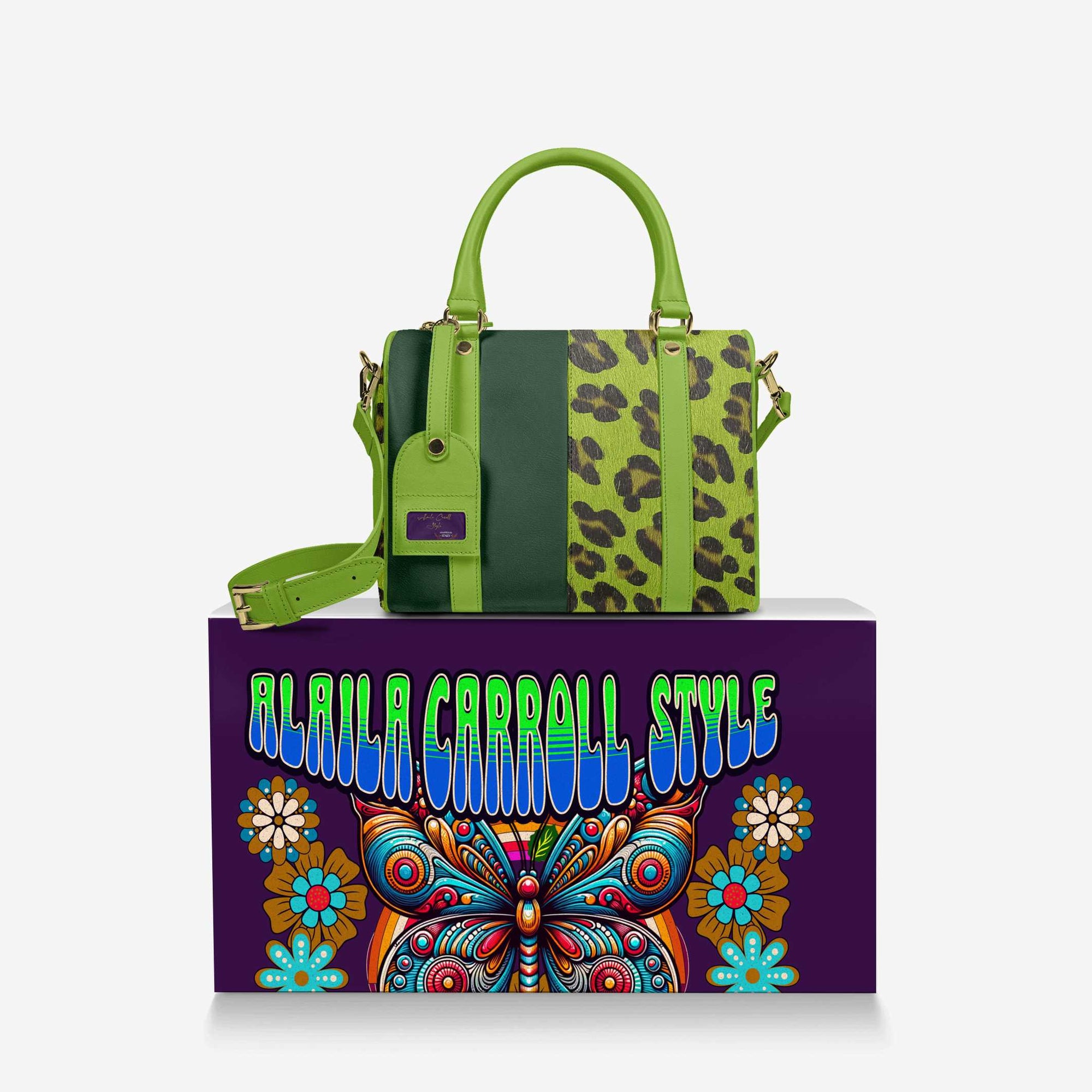 DESIGNER LUXURY STYLISH GREEN & JAGUAR PRINT PENDANT BAG image 7