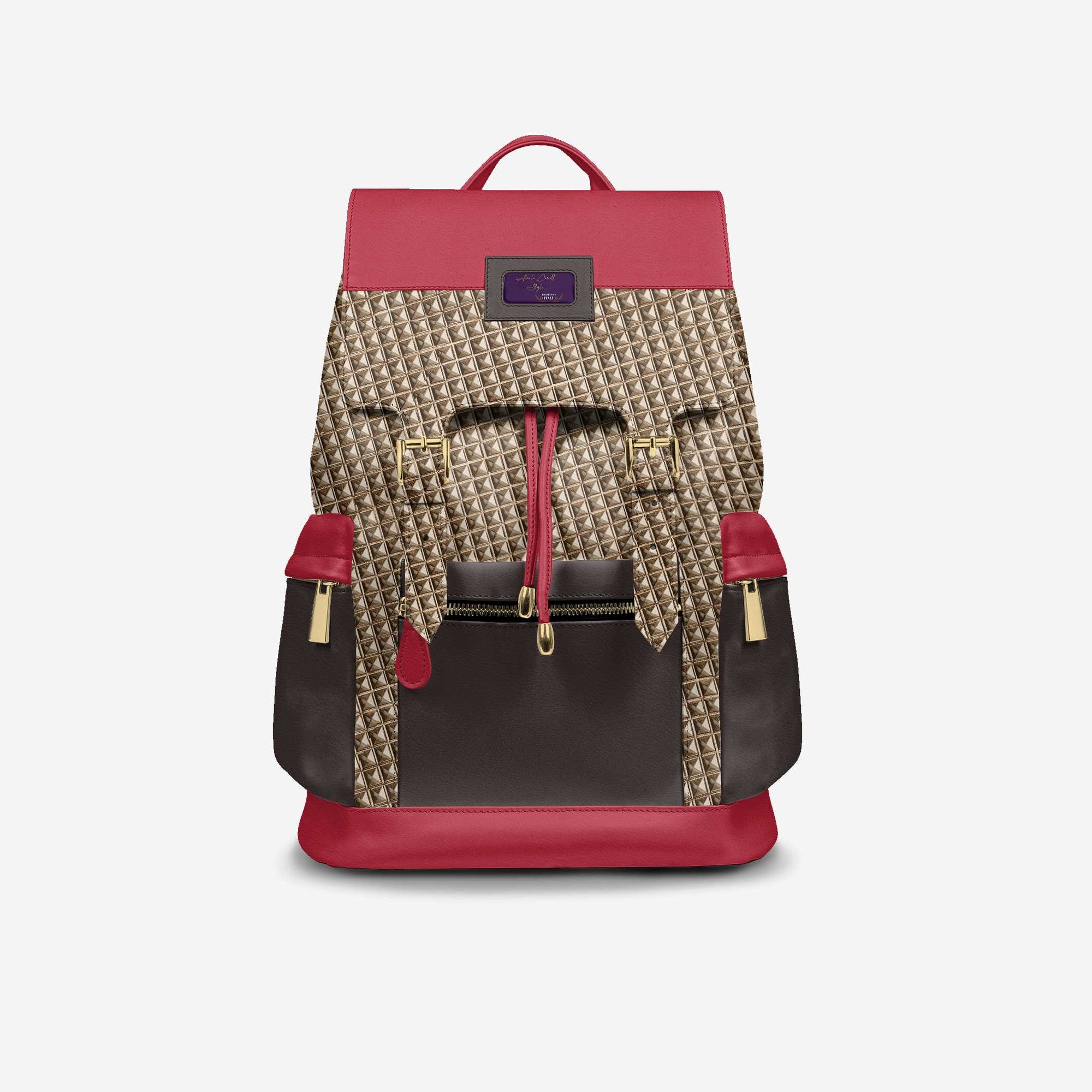 VINTAGE RED & BROWN LUXE BACKPACK image 0