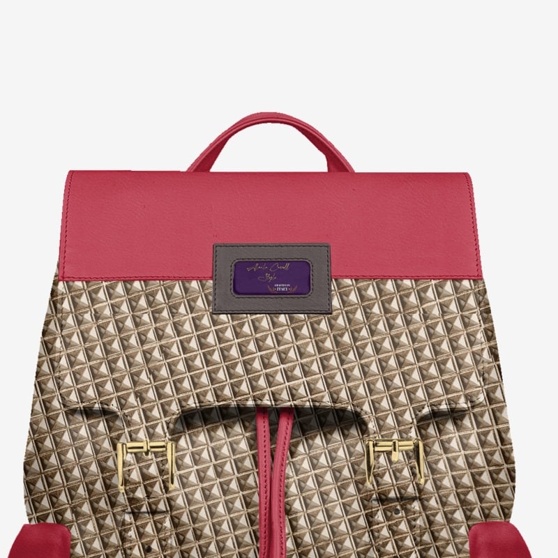 VINTAGE RED & BROWN LUXE BACKPACK image 5