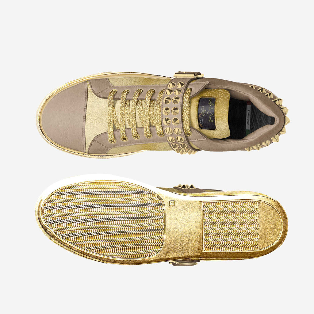 TAN & GOLD SPIKE FASHION LOW TOP image 3